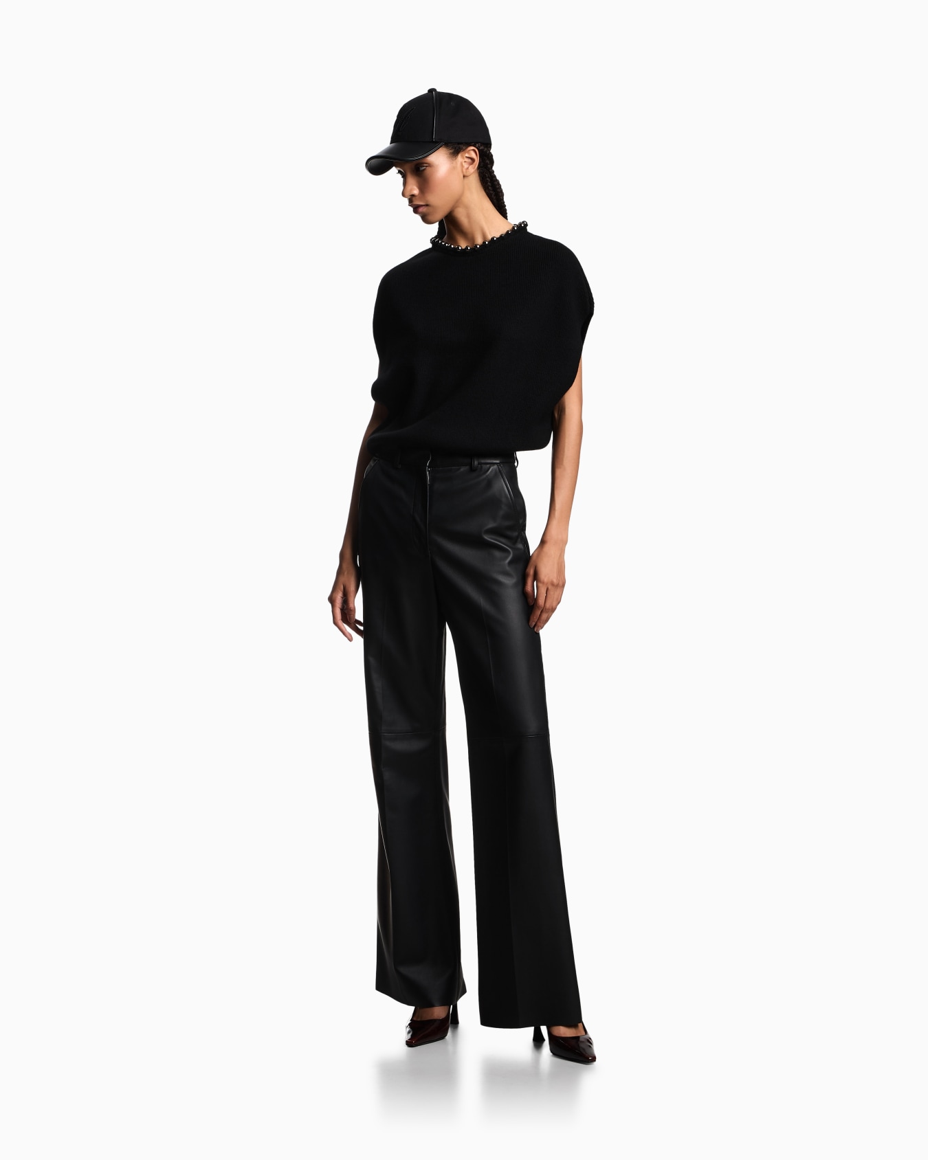 Virgin wool and cashmere top with oversized metal spheres Slide 1
