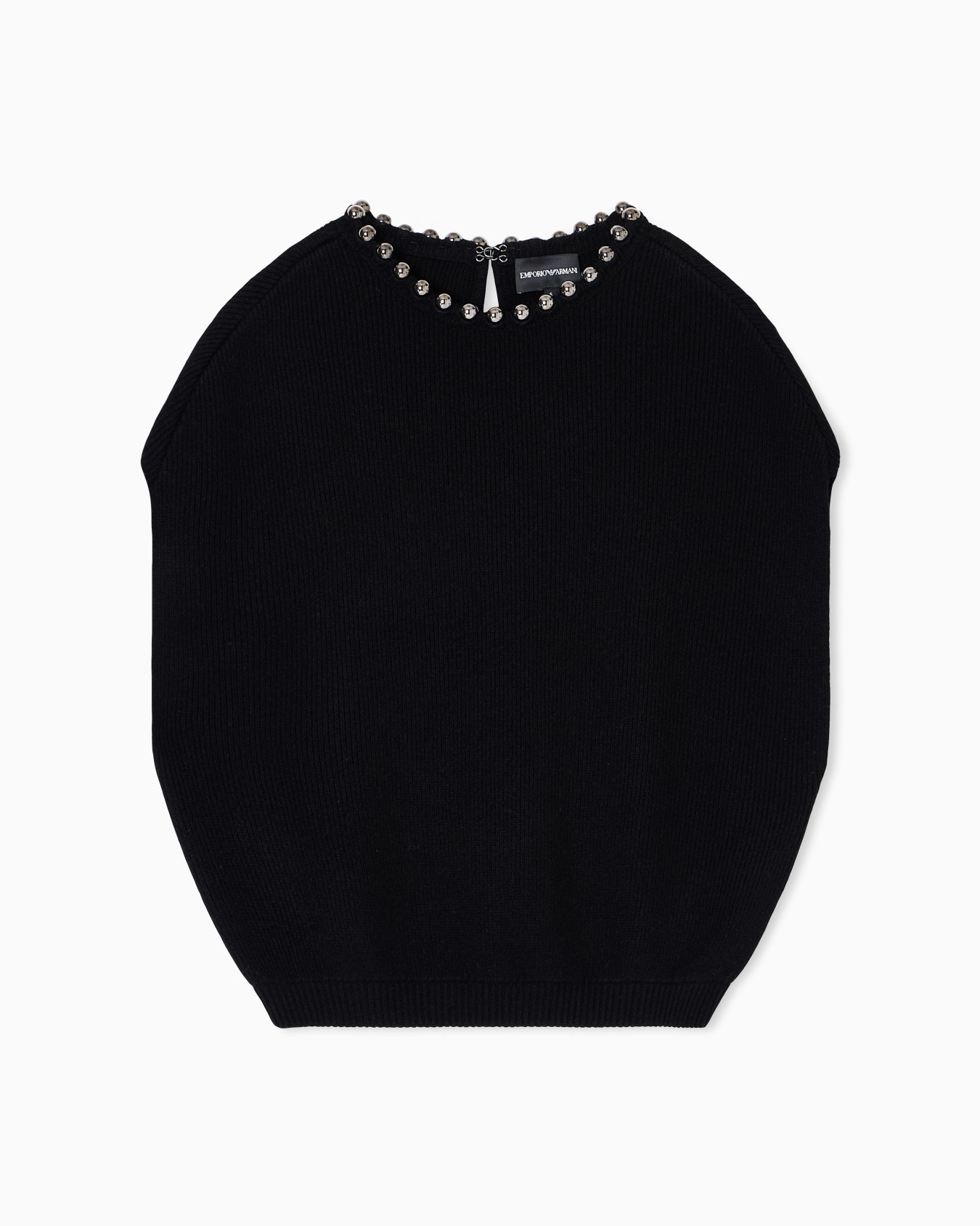 Virgin wool and cashmere top with oversized metal spheres Slide 0