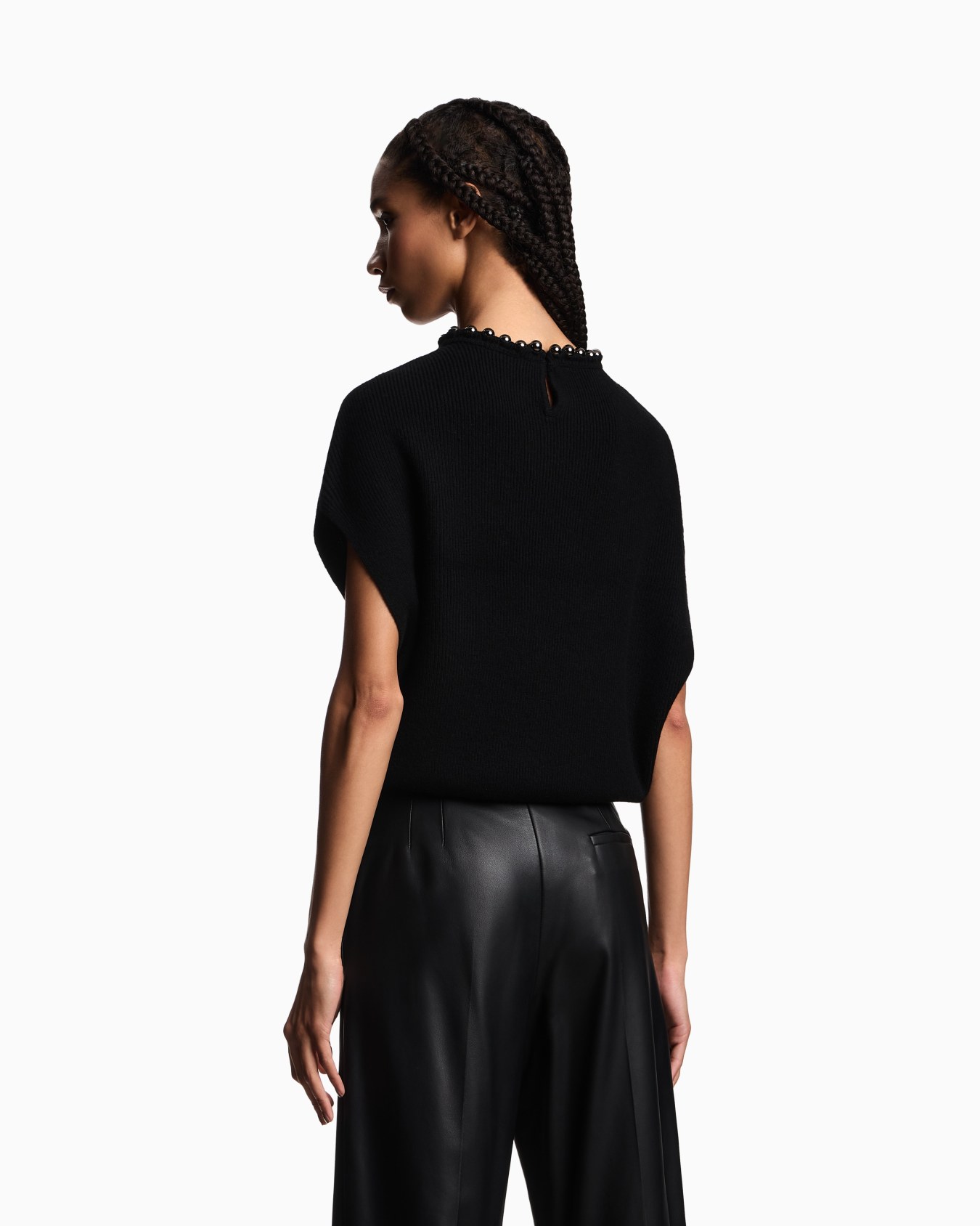 Virgin wool and cashmere top with oversized metal spheres Slide 2