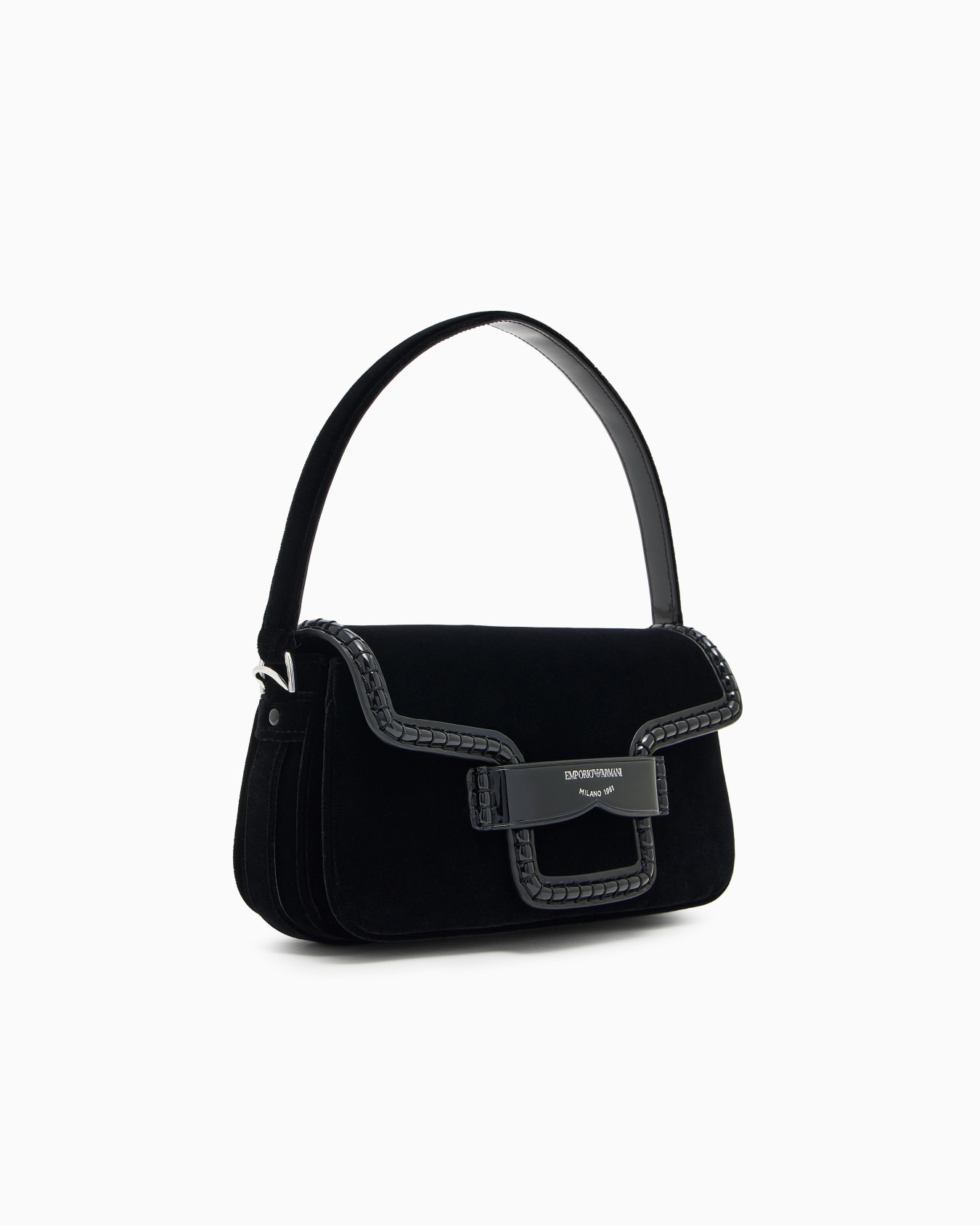 Velvet shoulder bag with buckle Slide 1
