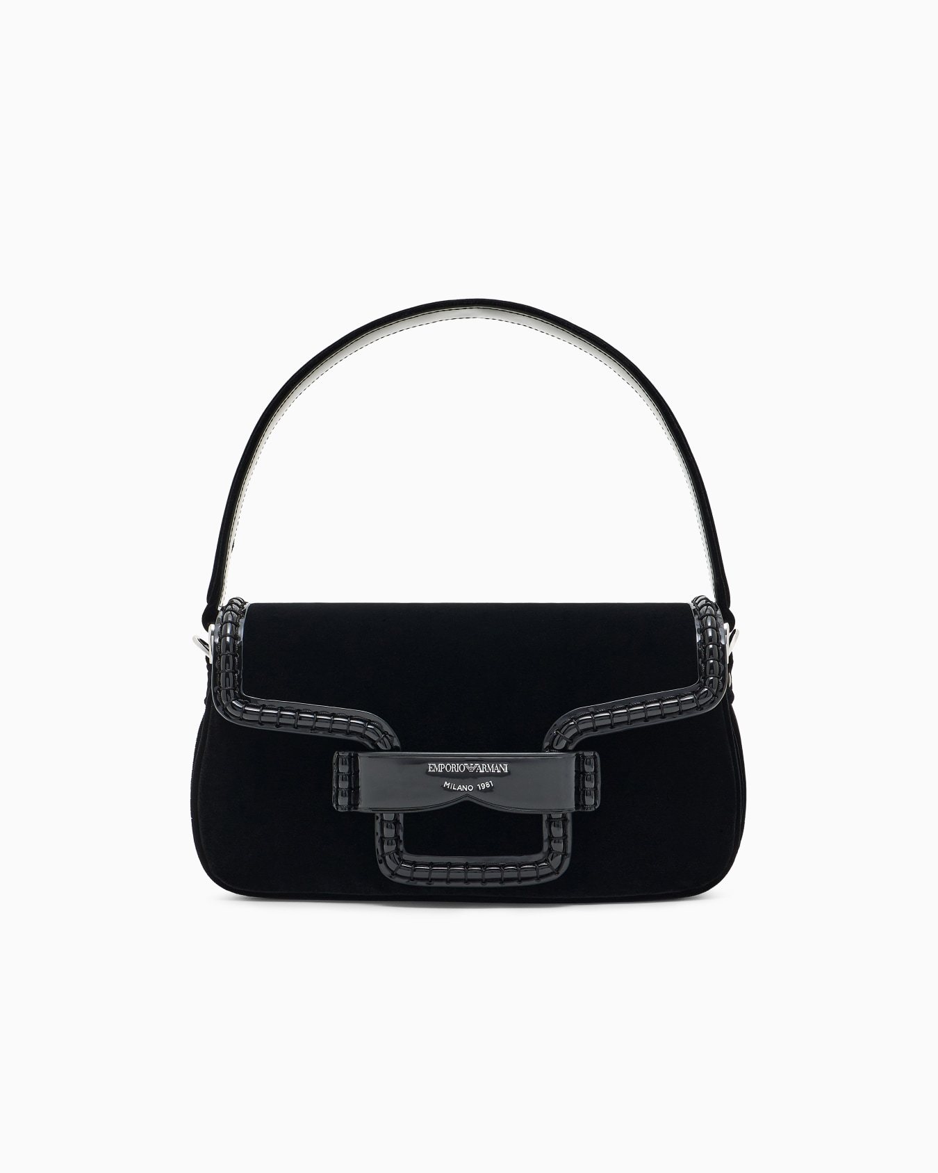 Velvet shoulder bag with buckle Slide 0