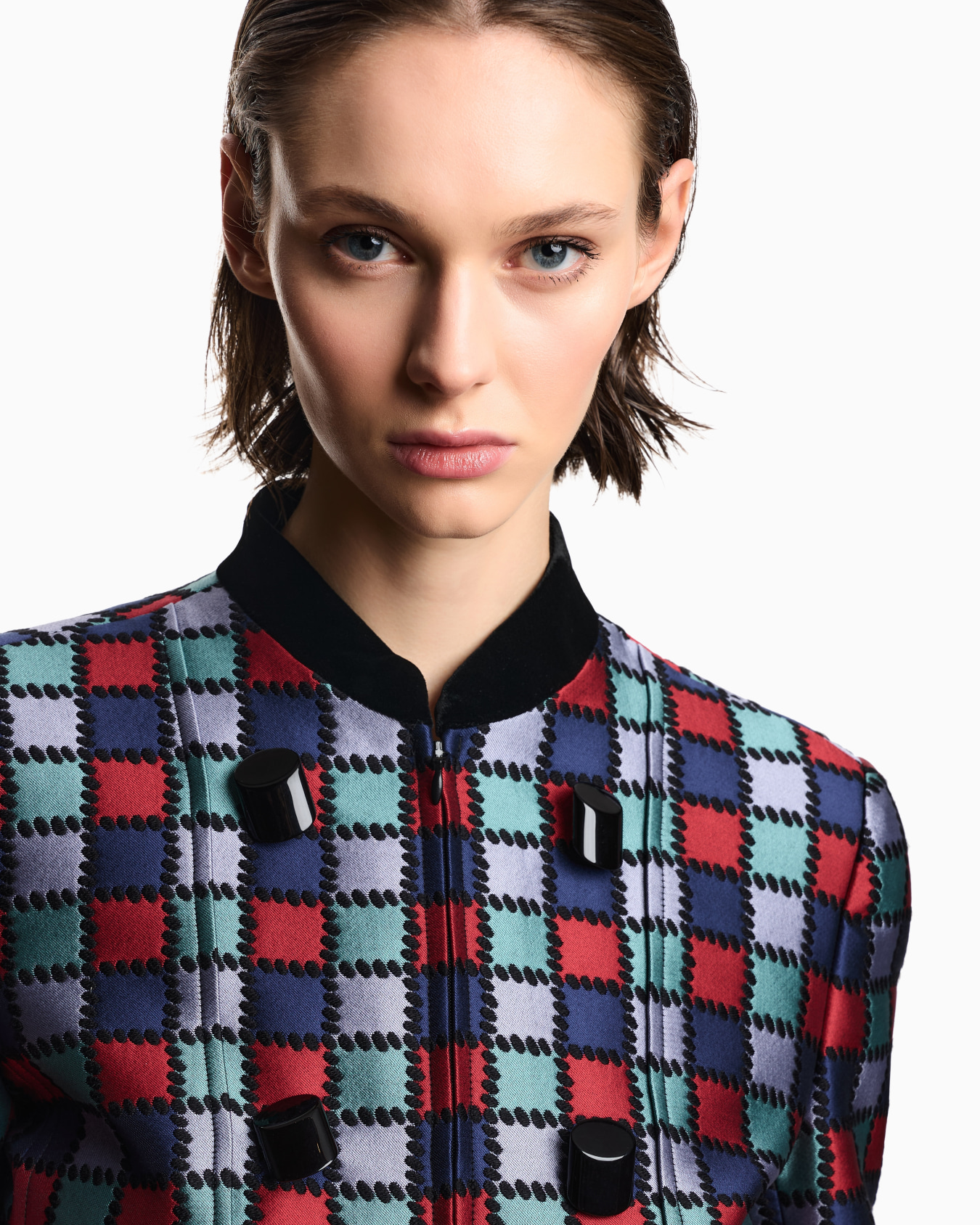 ジャケット ウール混紡 ジャカード オールオーバーチェックモチーフ スライドする 4