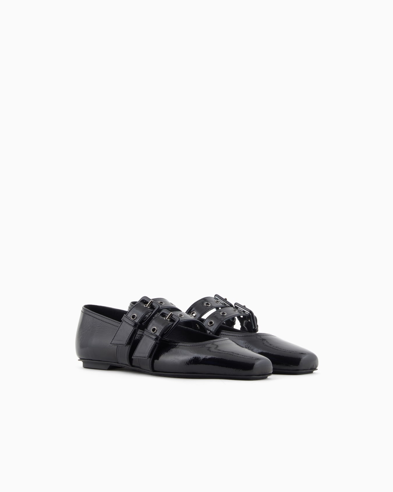 Ballerines en cuir verni à double bride Diapositive 1