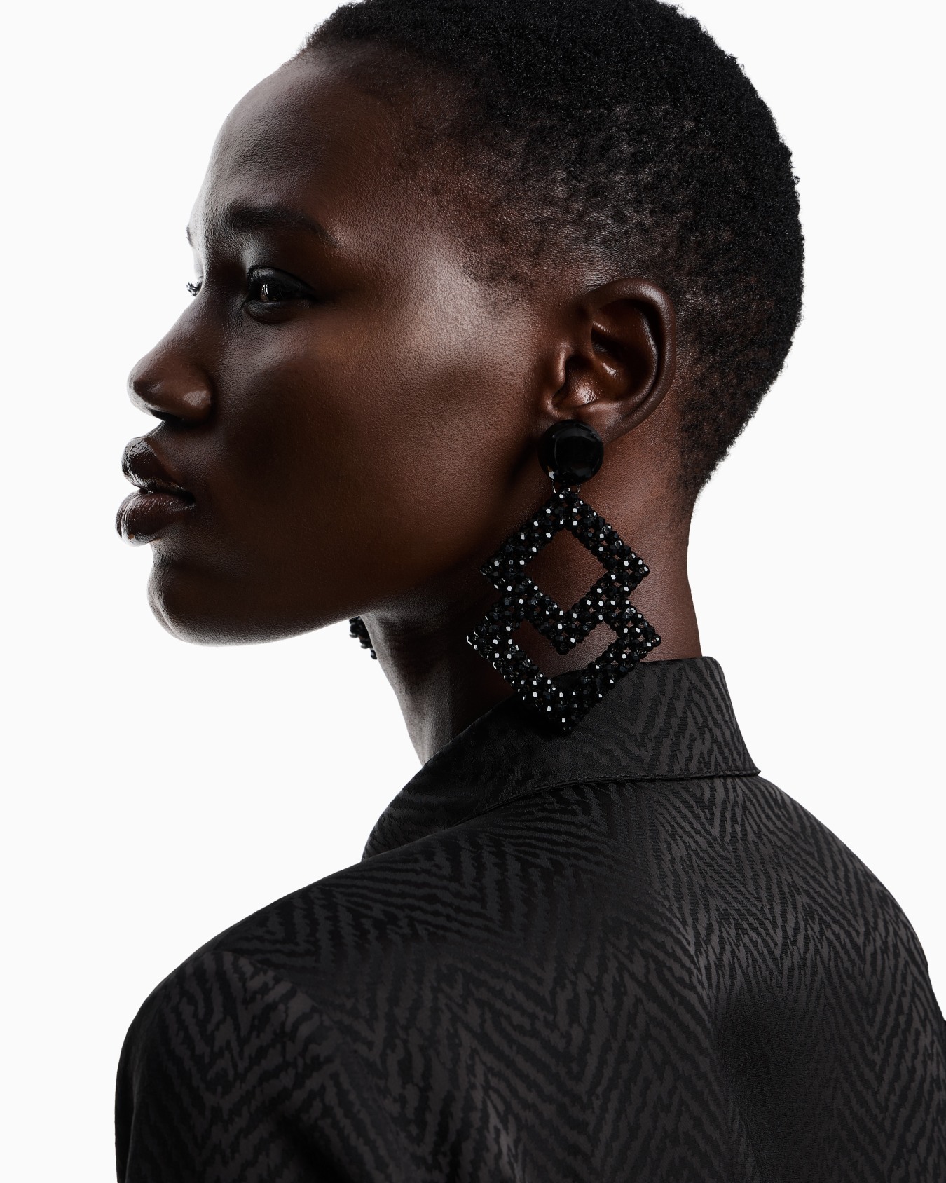 Pendant earrings with faceted micro spheres Slide 2