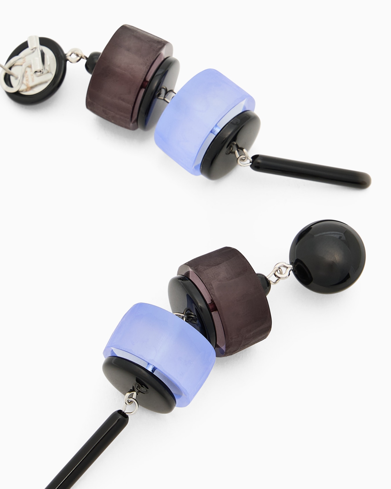 Oversized pendant earrings with geometric elements Slide 1