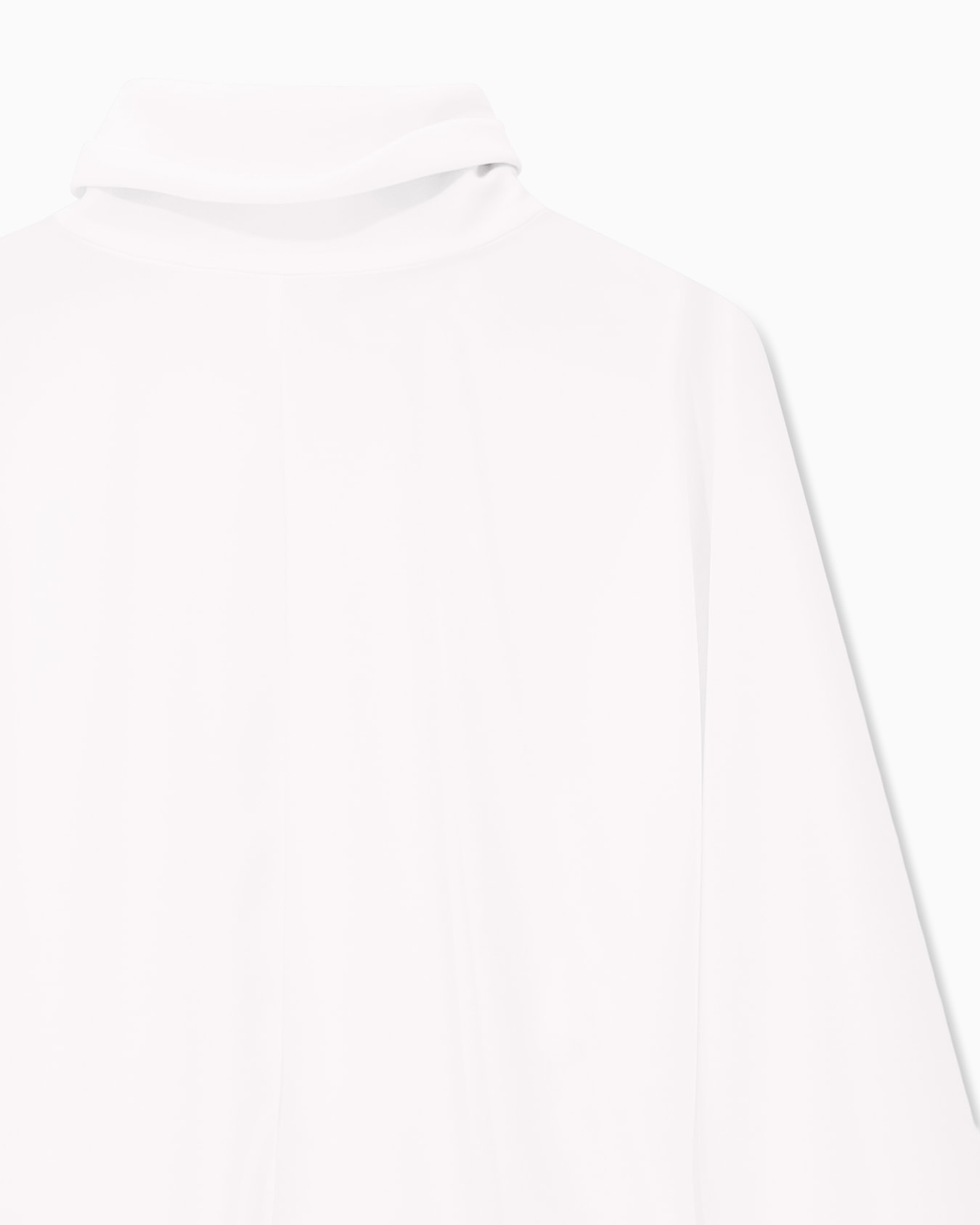 Blouse in recycled crepe with high neckline and tie cuffs Slide 4