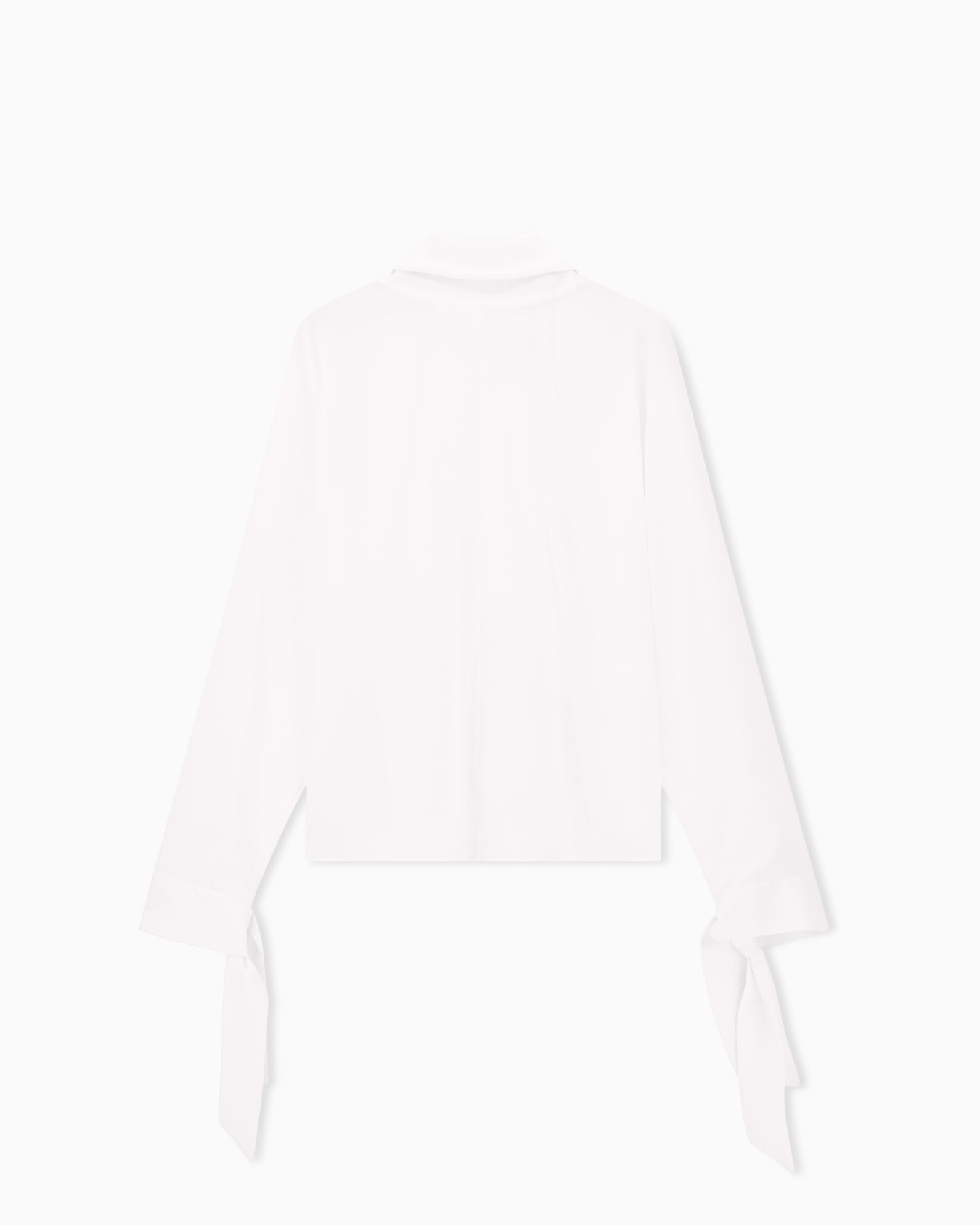 Blouse in recycled crepe with high neckline and tie cuffs Slide 0