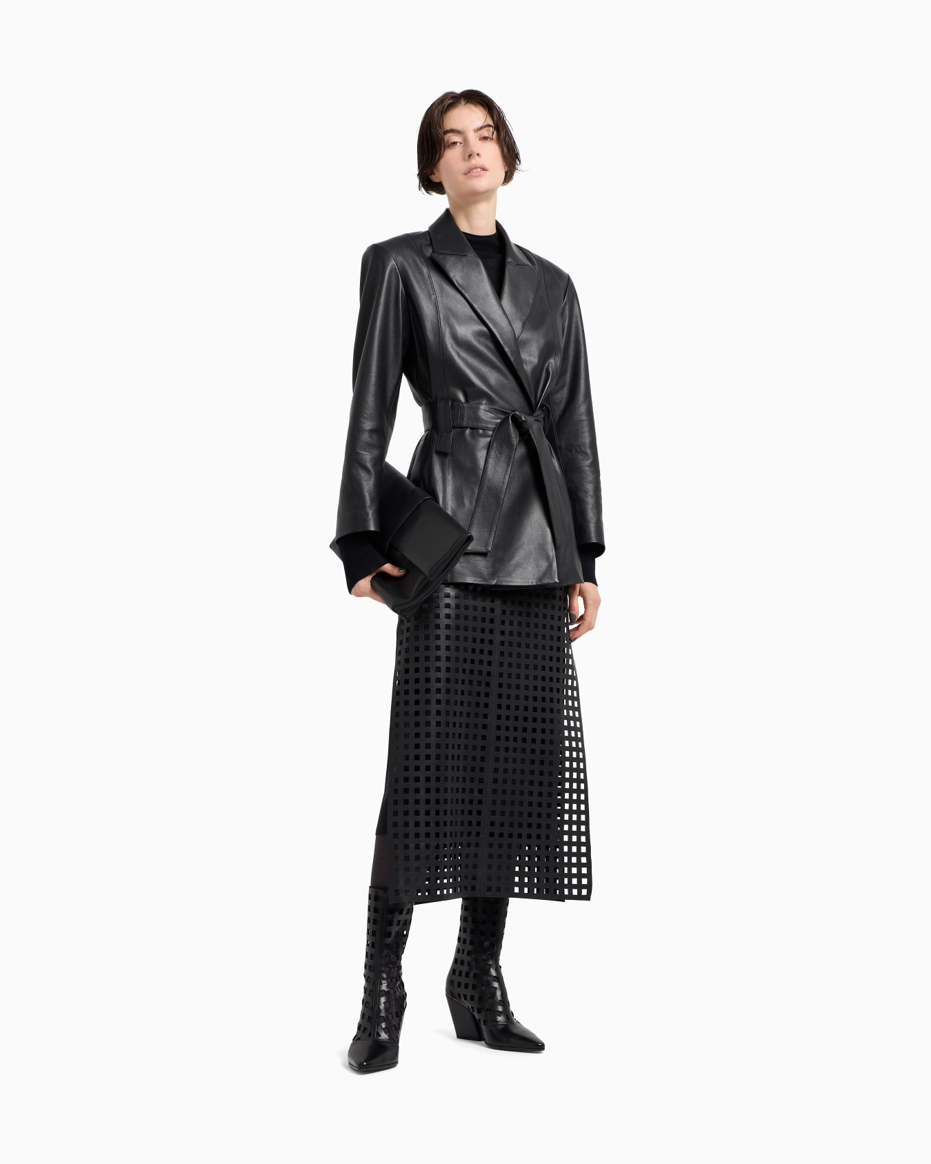 Polygon capsule collection laser-cut perforated leather ankle boots Slide 4