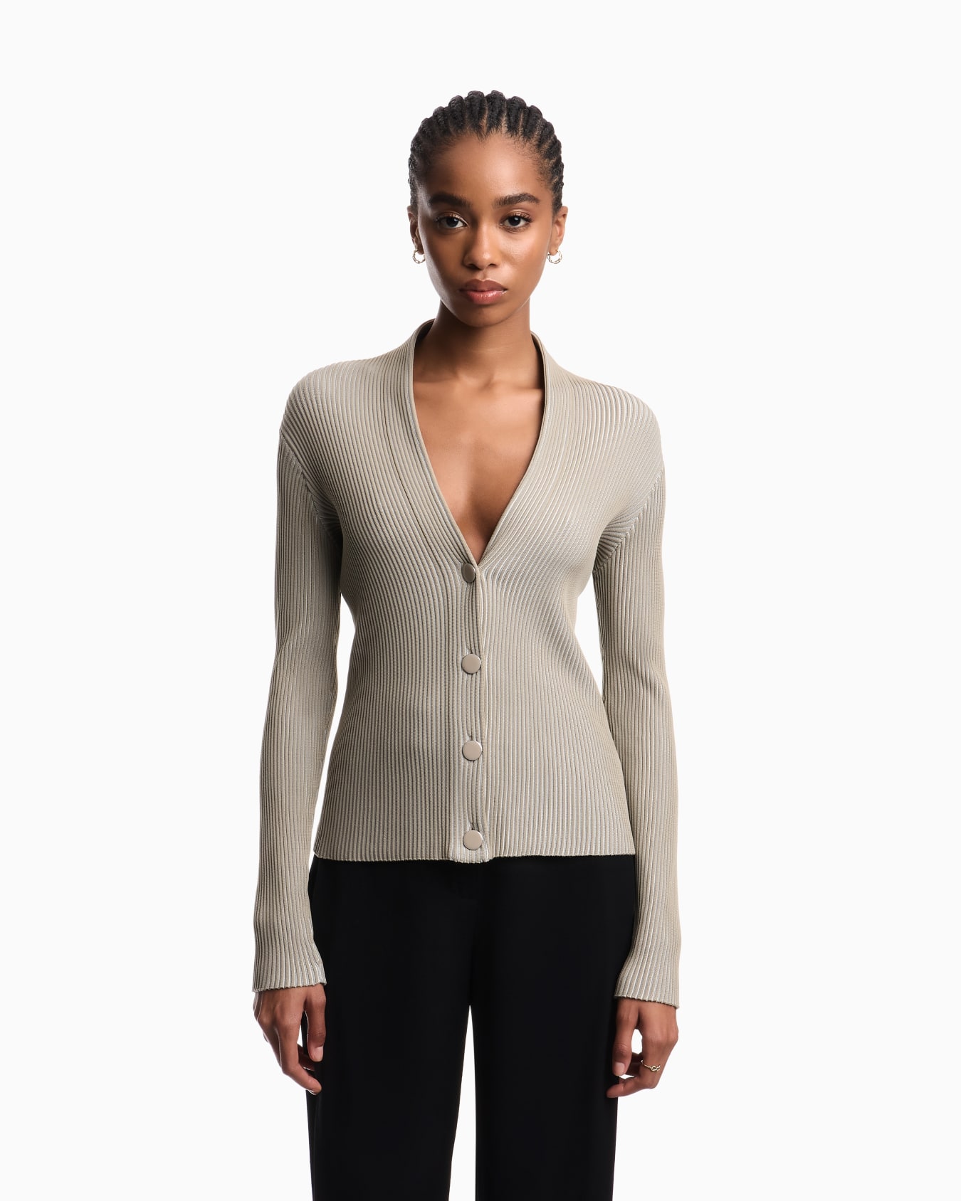 Knit cardigan with a ribbed effect Slide 2