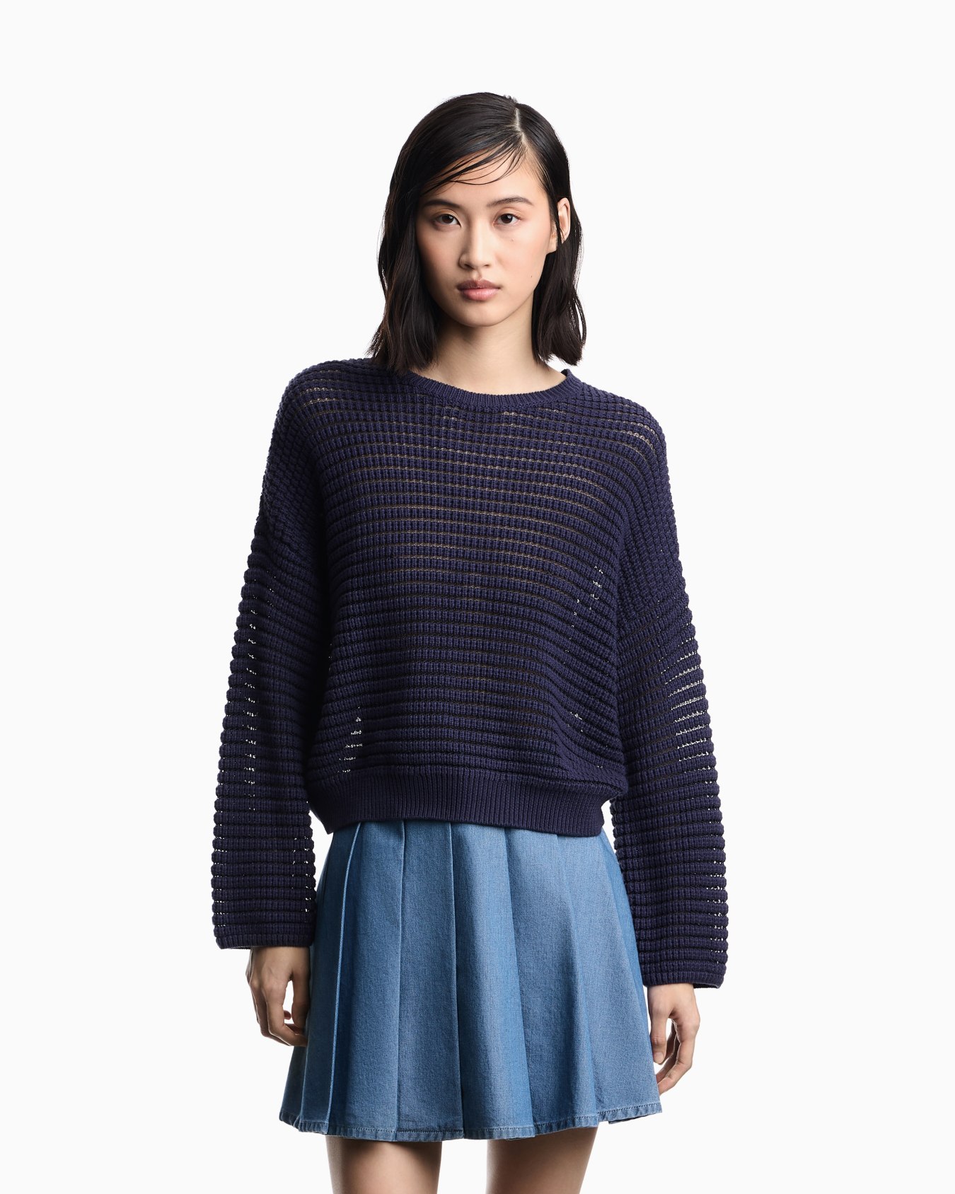 Crewneck sweater cotton cashmere detail Diapositive 3