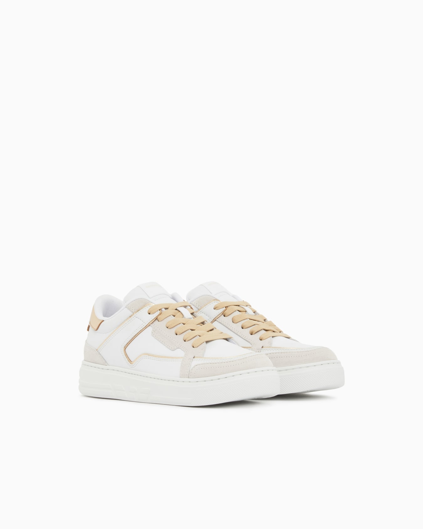 Leather sneakers with gold-coloured details Slide 1