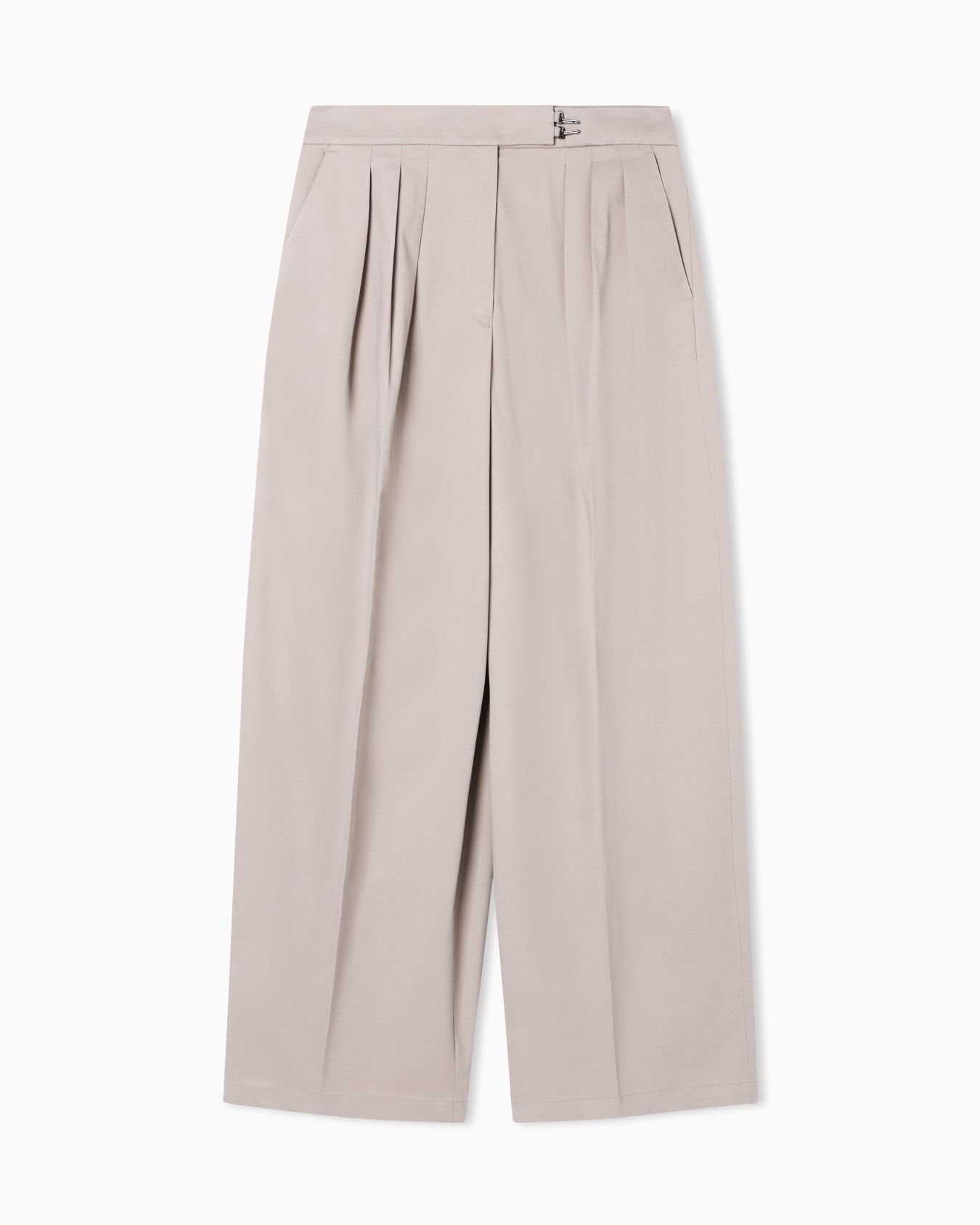 タック入りパンツ ブラッシュドコットン スライドする 0