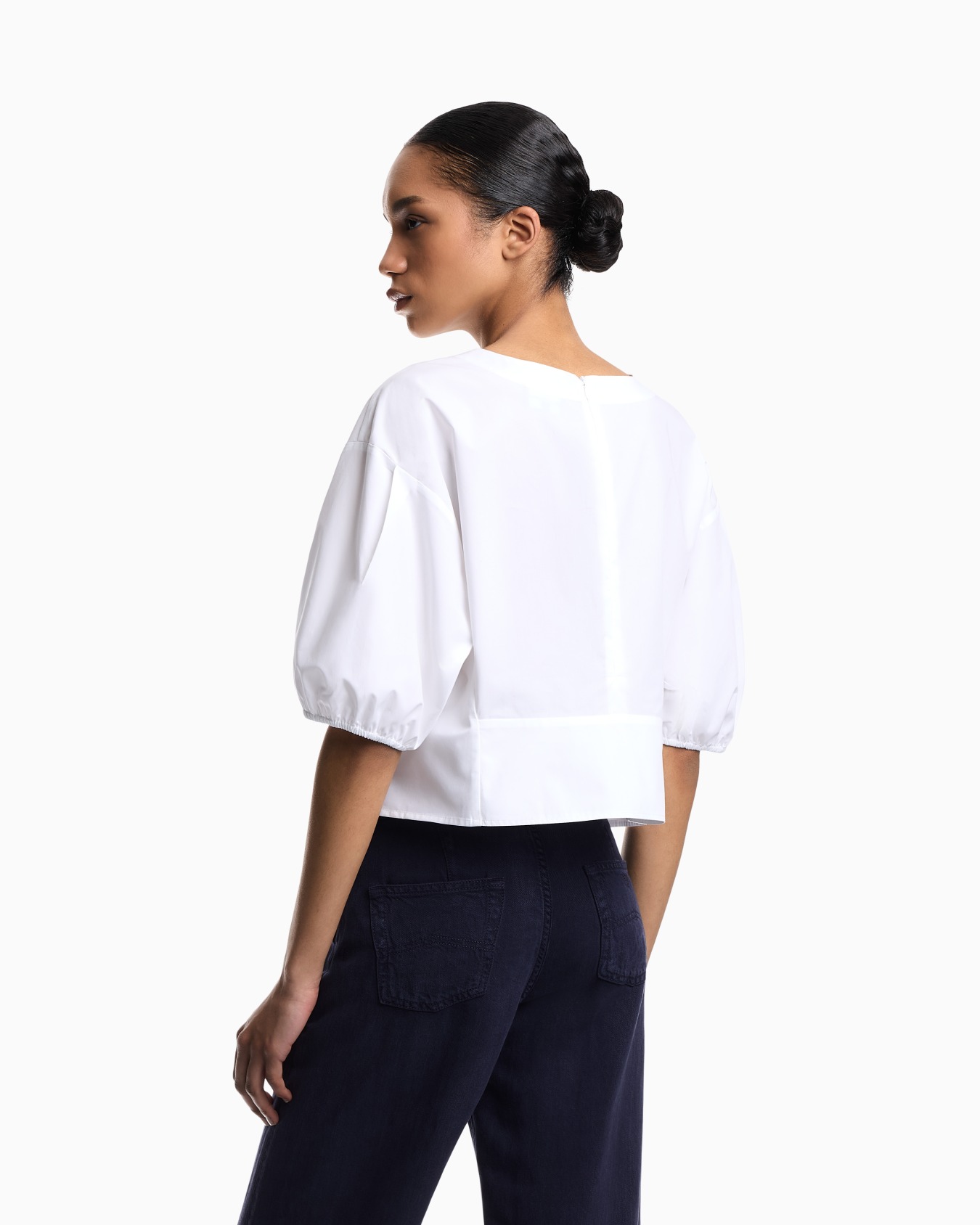 ブラウス ポプリン パフスリーブ スライドする 3