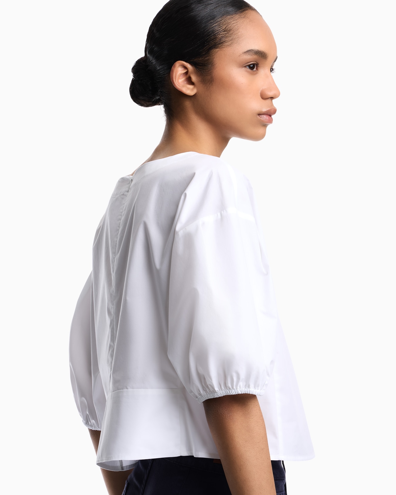 ブラウス ポプリン パフスリーブ スライドする 4