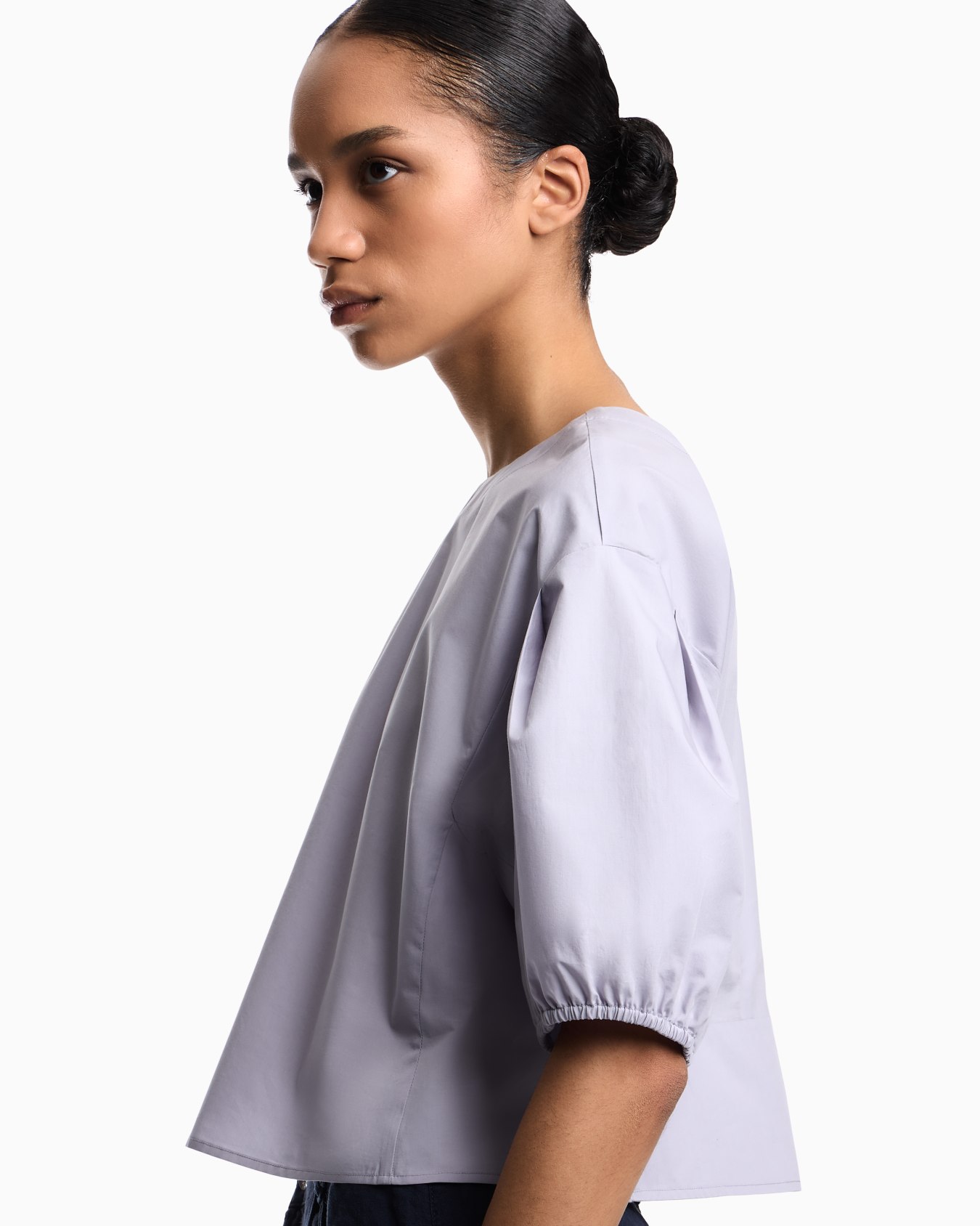 ブラウス ポプリン パフスリーブ スライドする 4