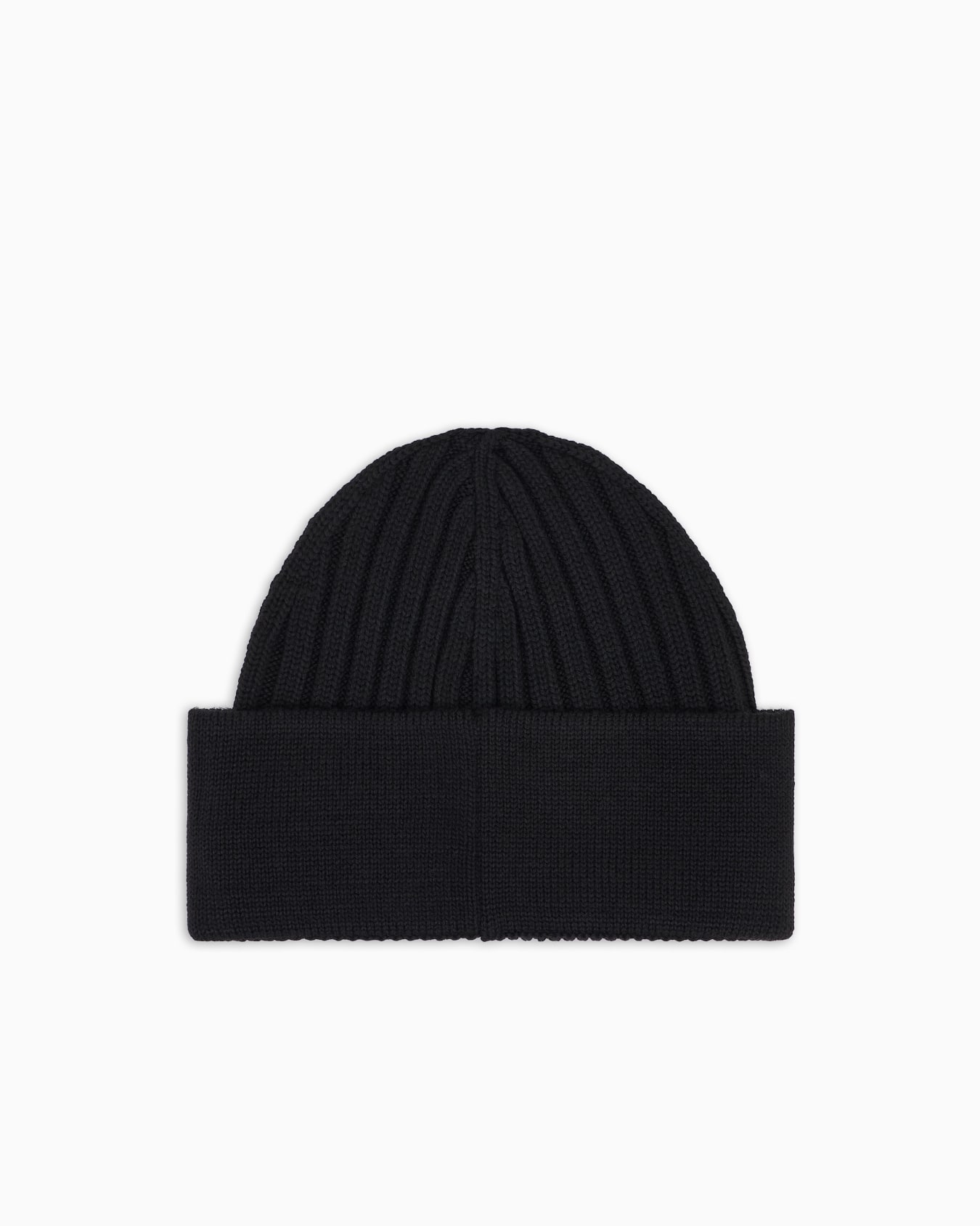 Ribbed wool beanie with EA signature embroidery Slide 1