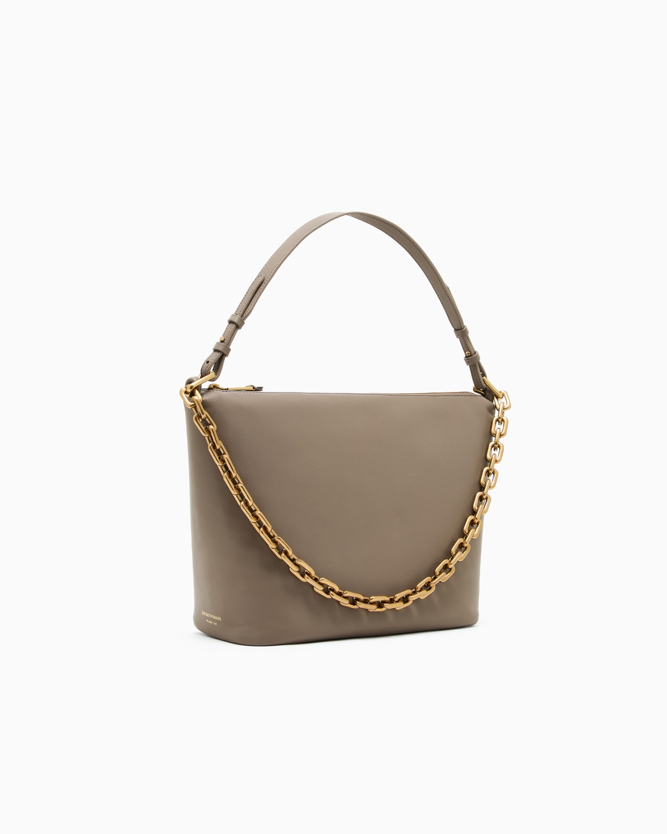 Borsa hobo media in pelle con catena Slide 1