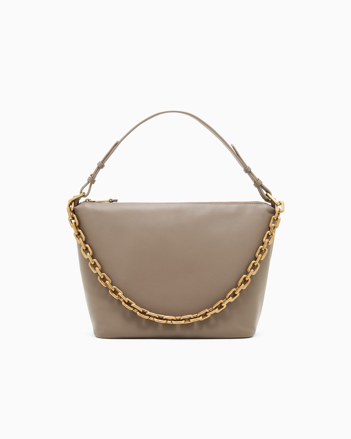 Borsa hobo media in pelle con catena Slide 0