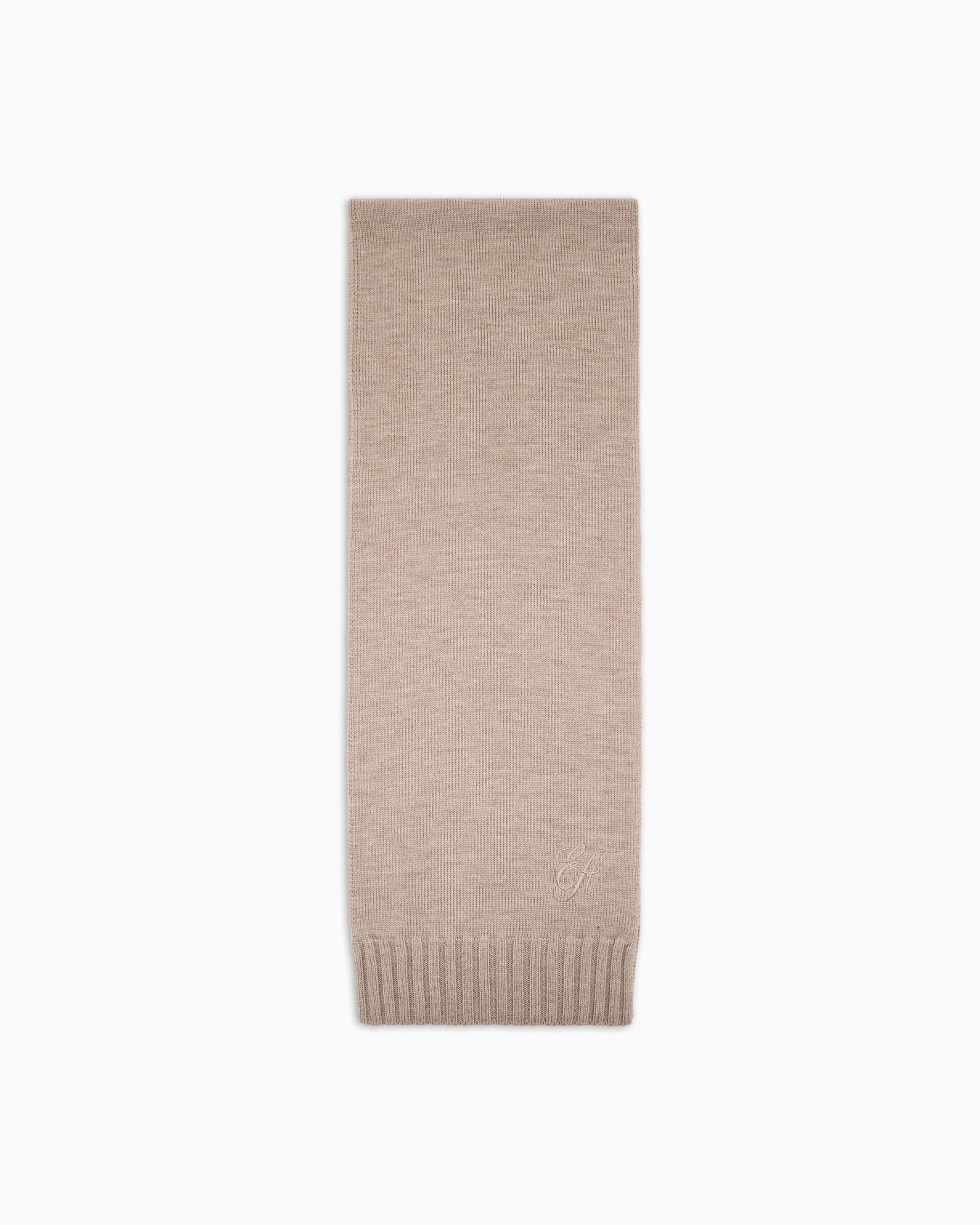 Wool scarf with EA signature logo embroidery Slide 0