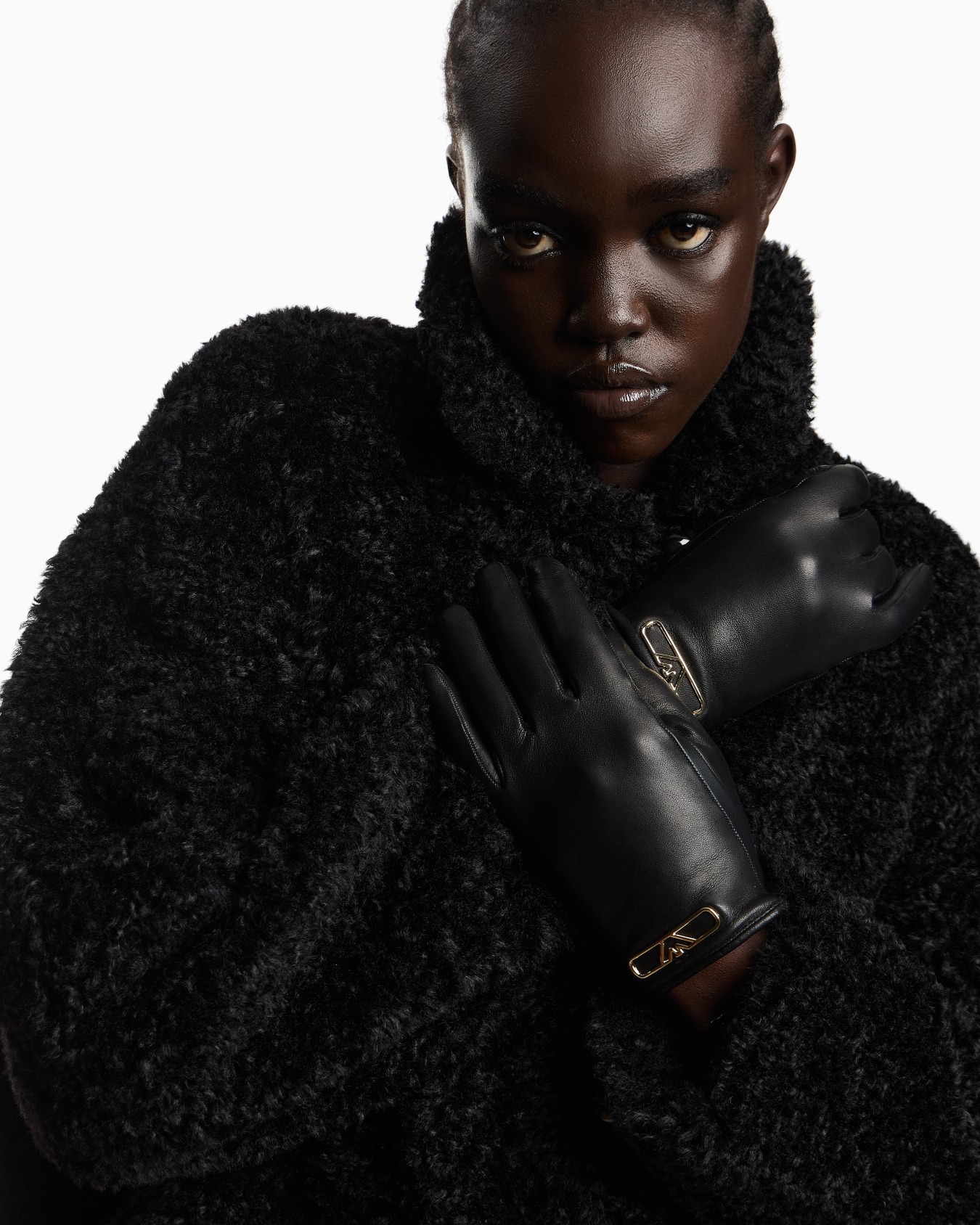 Leather touchscreen gloves with metal eagle Slide 2