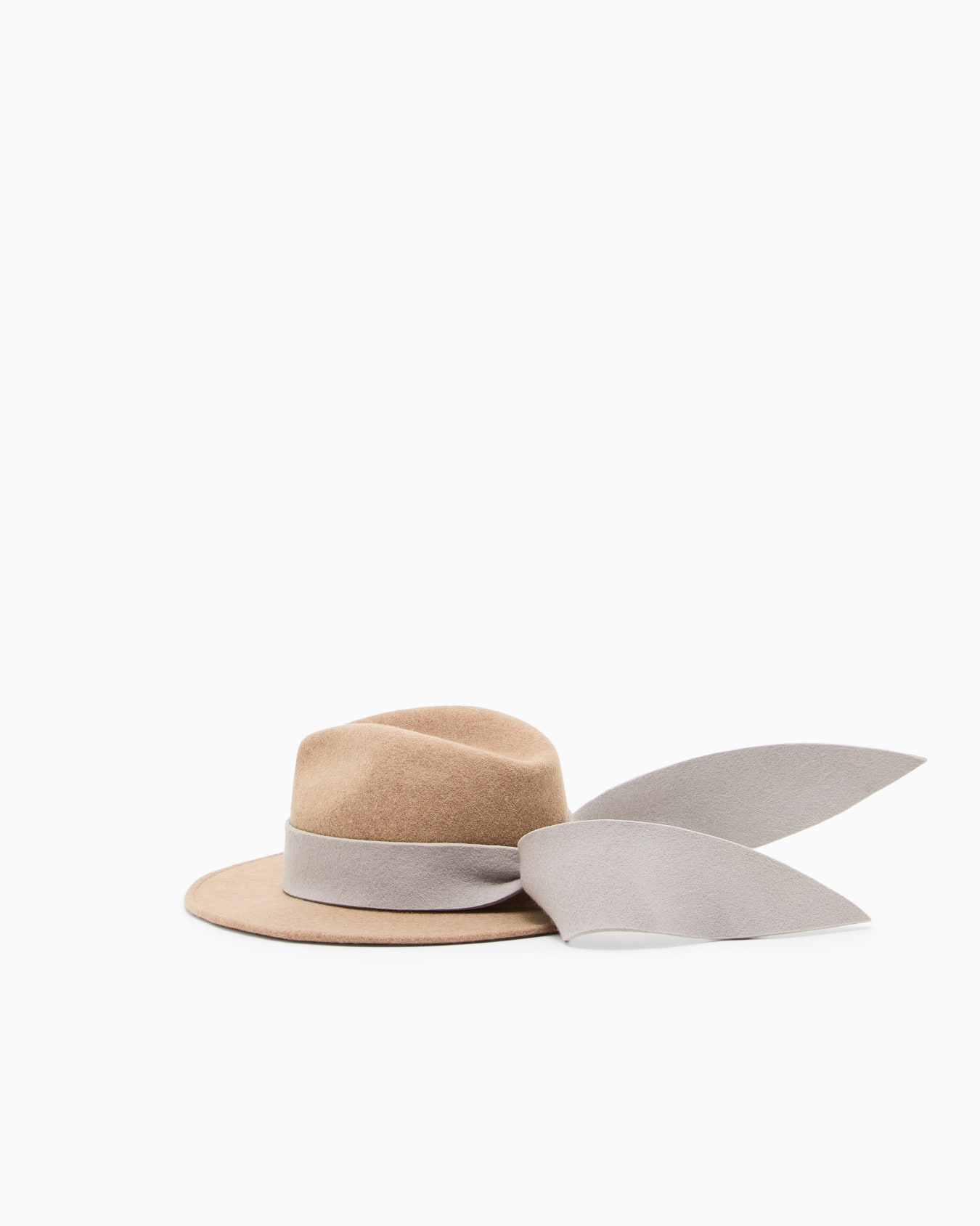 Chapeau Fedora en tissu de laine avec ruban Diapositive 1