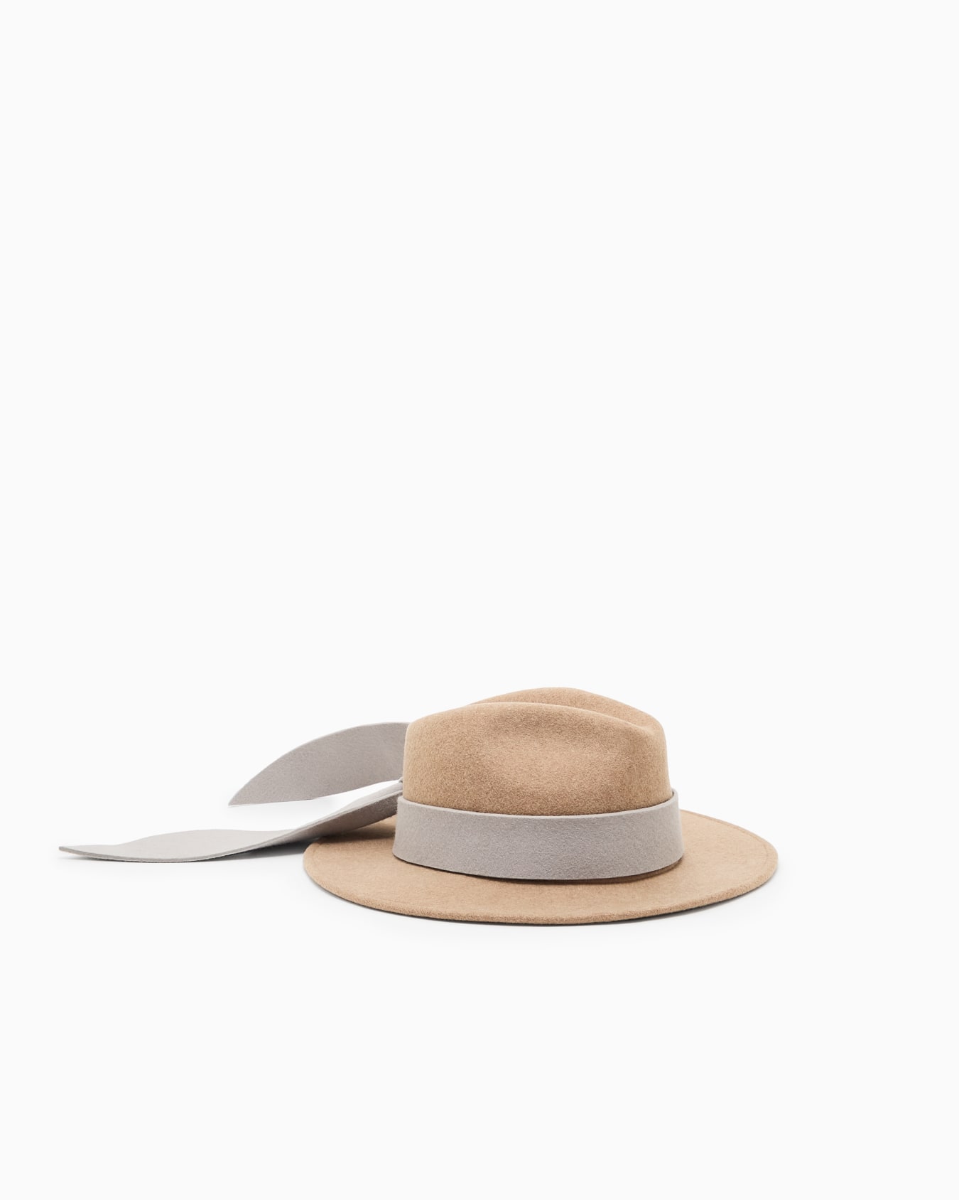 Chapeau Fedora en tissu de laine avec ruban Diapositive 0