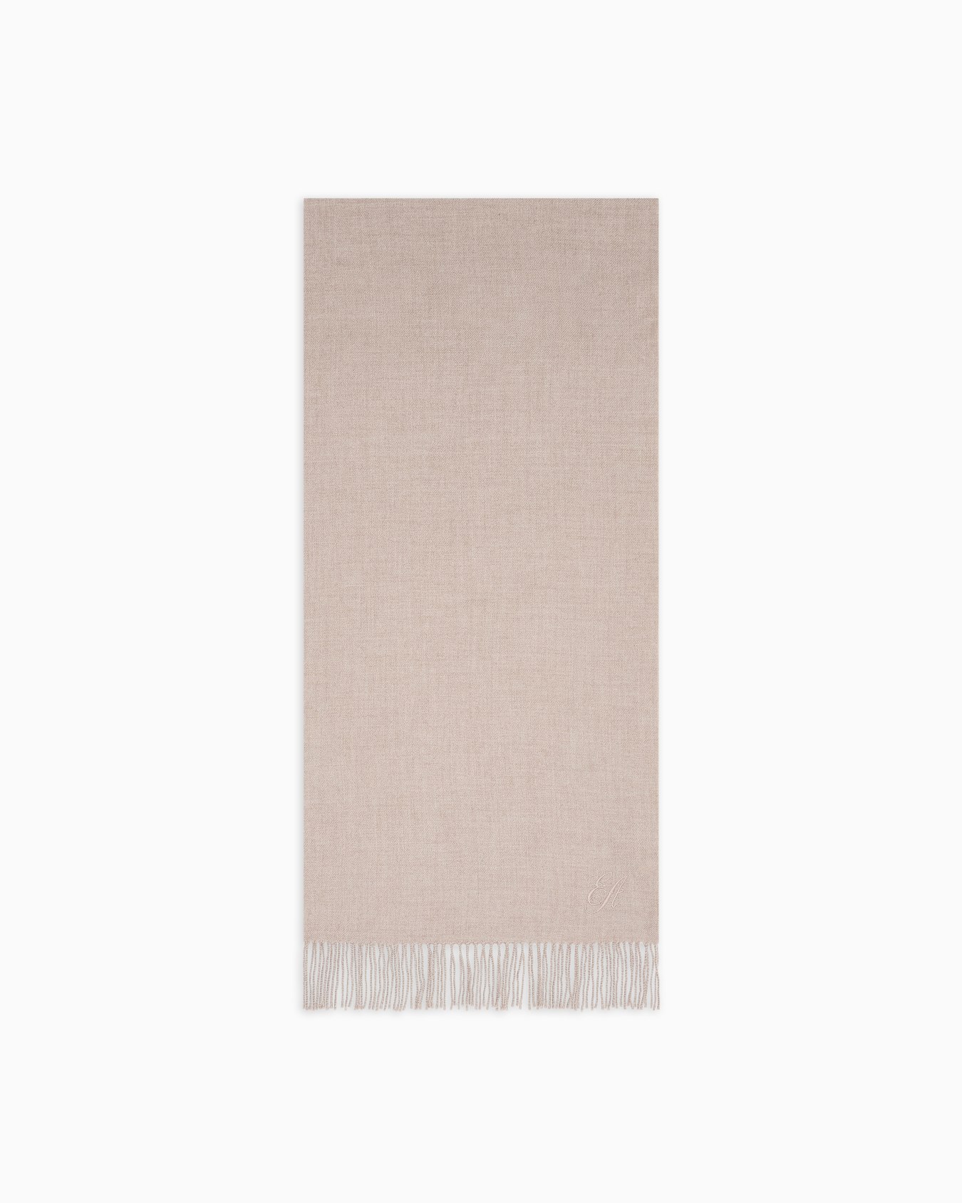 Wool stole with signature EA logo embroidery Slide 0