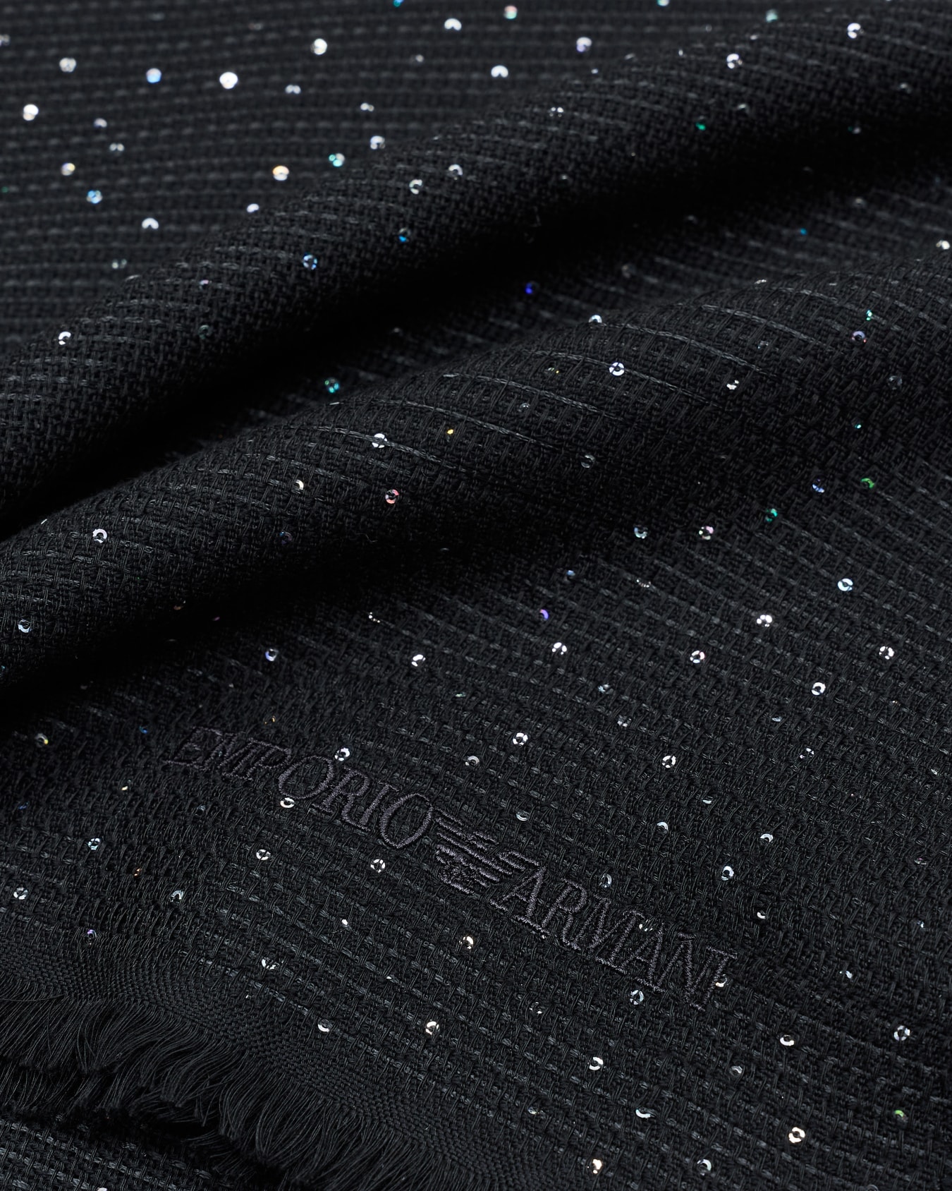 Sequined stole with logo embroidery Slide 1