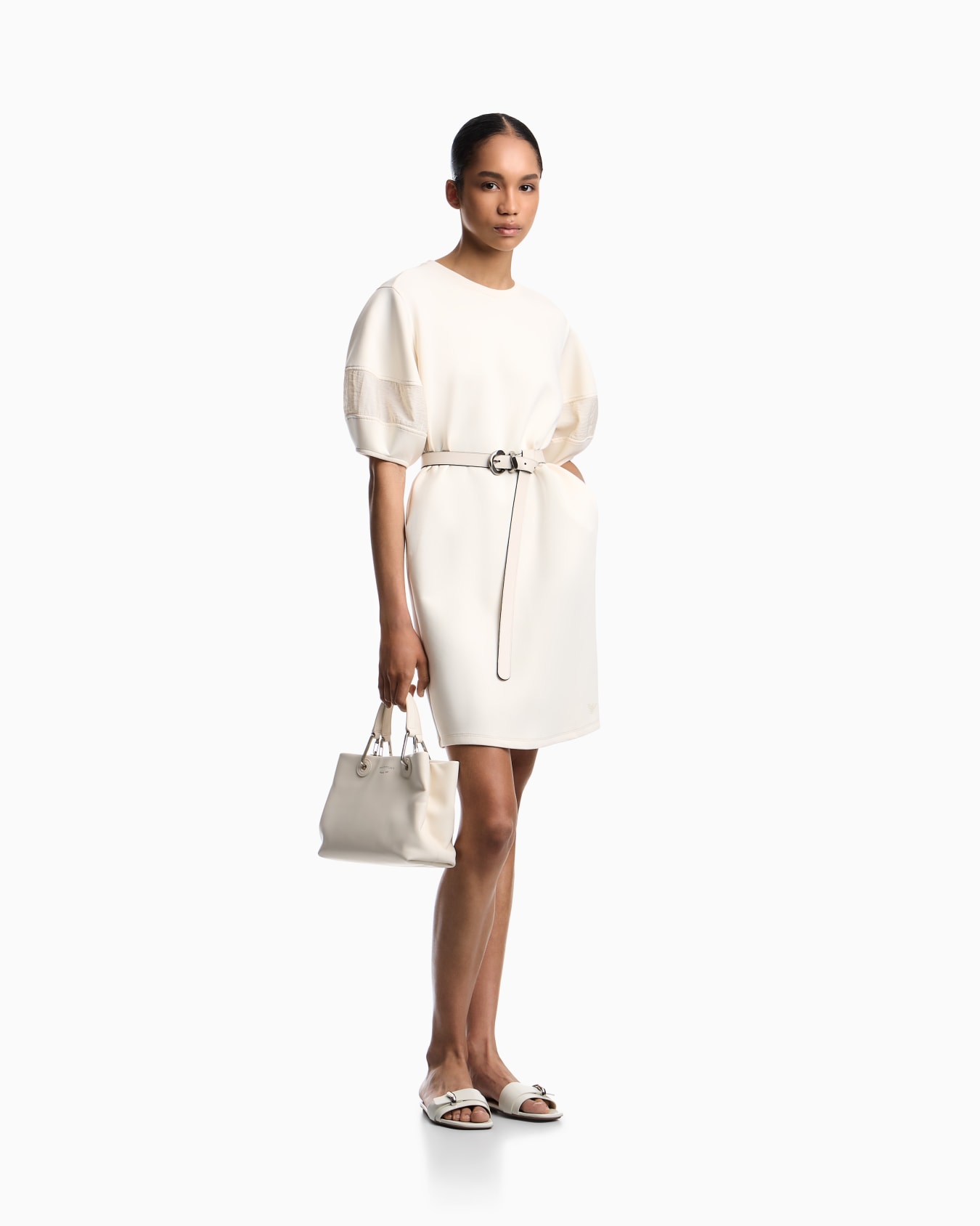 Abito in double jersey stretch con inserto rayon Slide 1