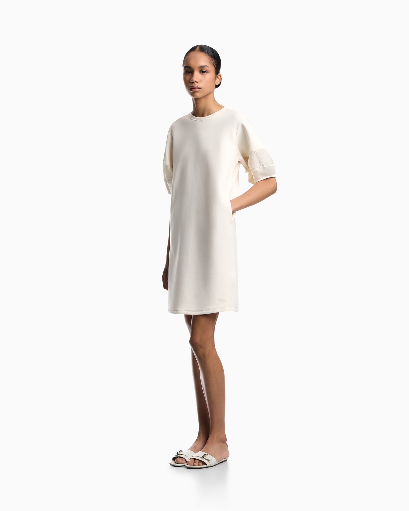 Abito in double jersey stretch con inserto rayon Slide 2