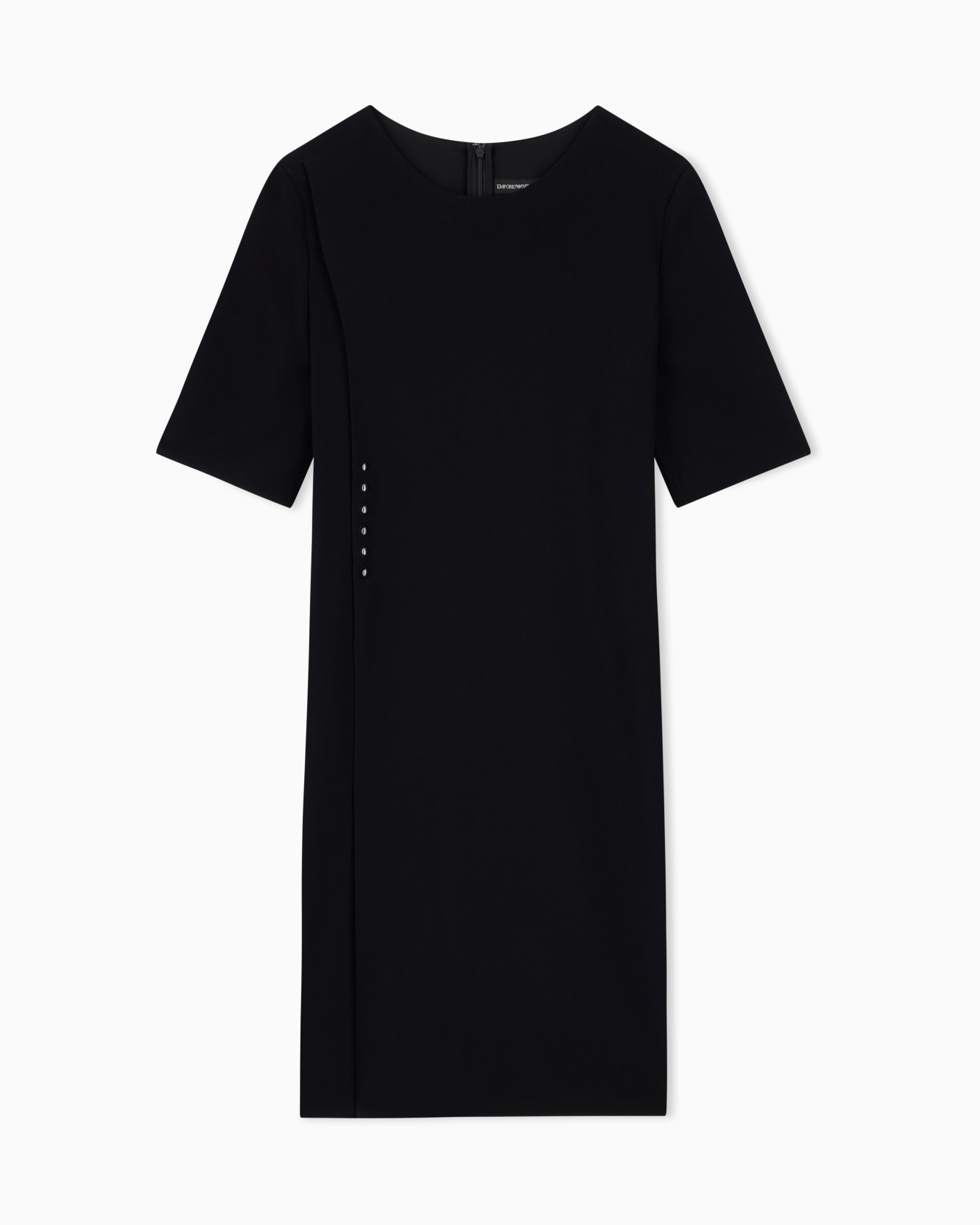 Unlined dress in techno cady with asymmetrical buttoning Slide 0