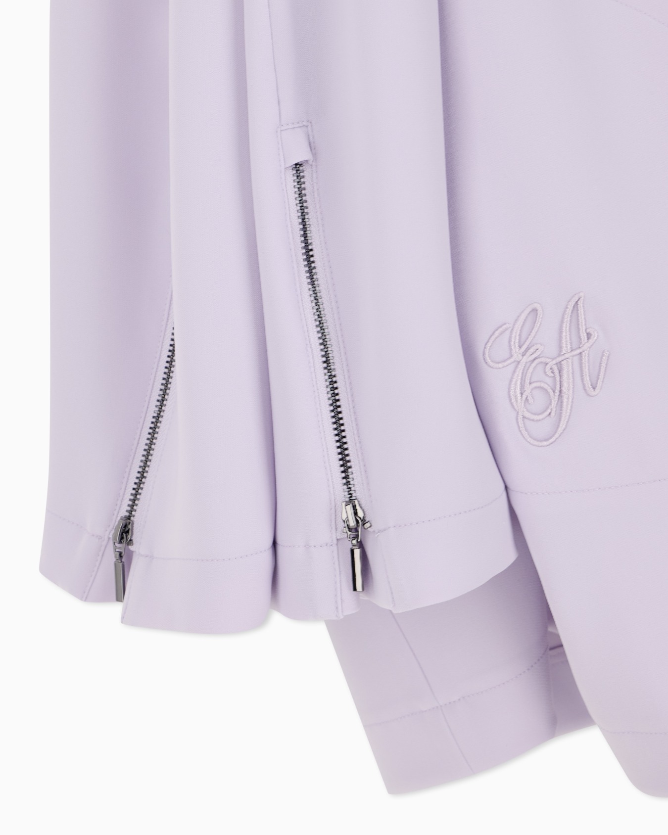 Coat in techno cady with asymmetrical flap and sleeve zips Slide 3