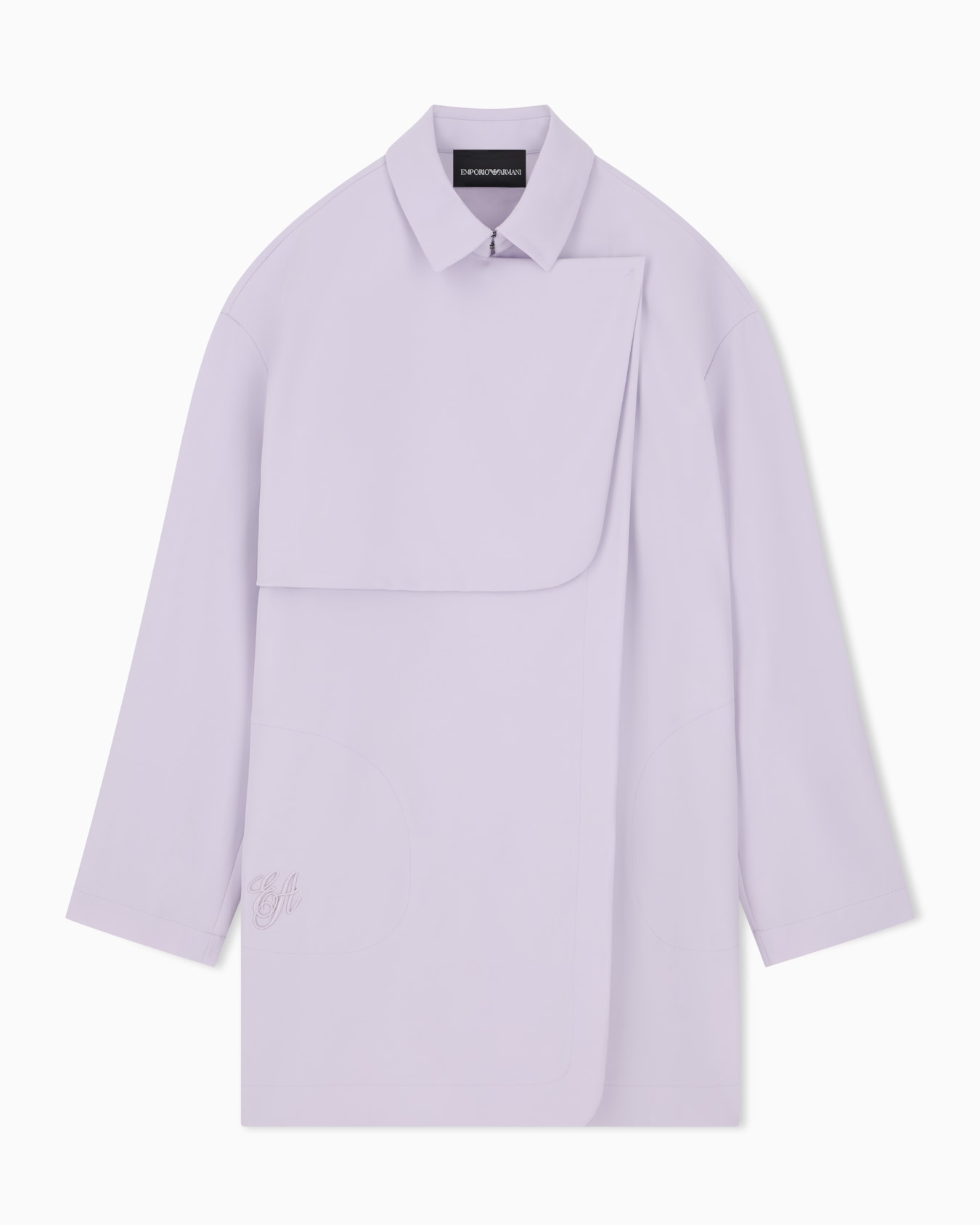 Coat in techno cady with asymmetrical flap and sleeve zips Slide 0