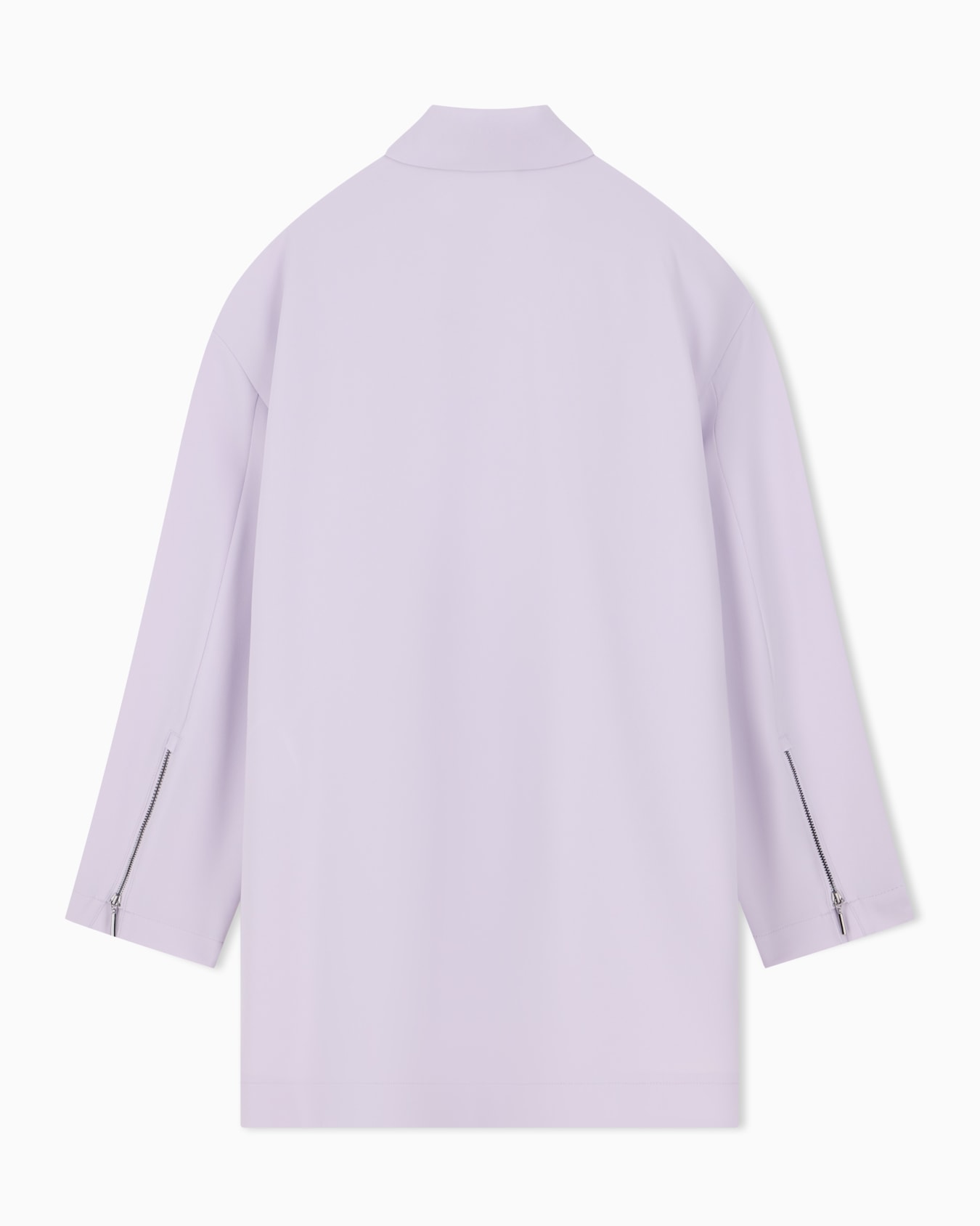 Coat in techno cady with asymmetrical flap and sleeve zips Slide 1