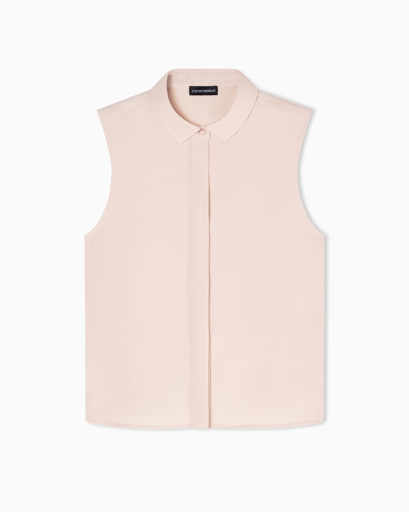 Sleeveless shirt in technical gabardine Slide 0