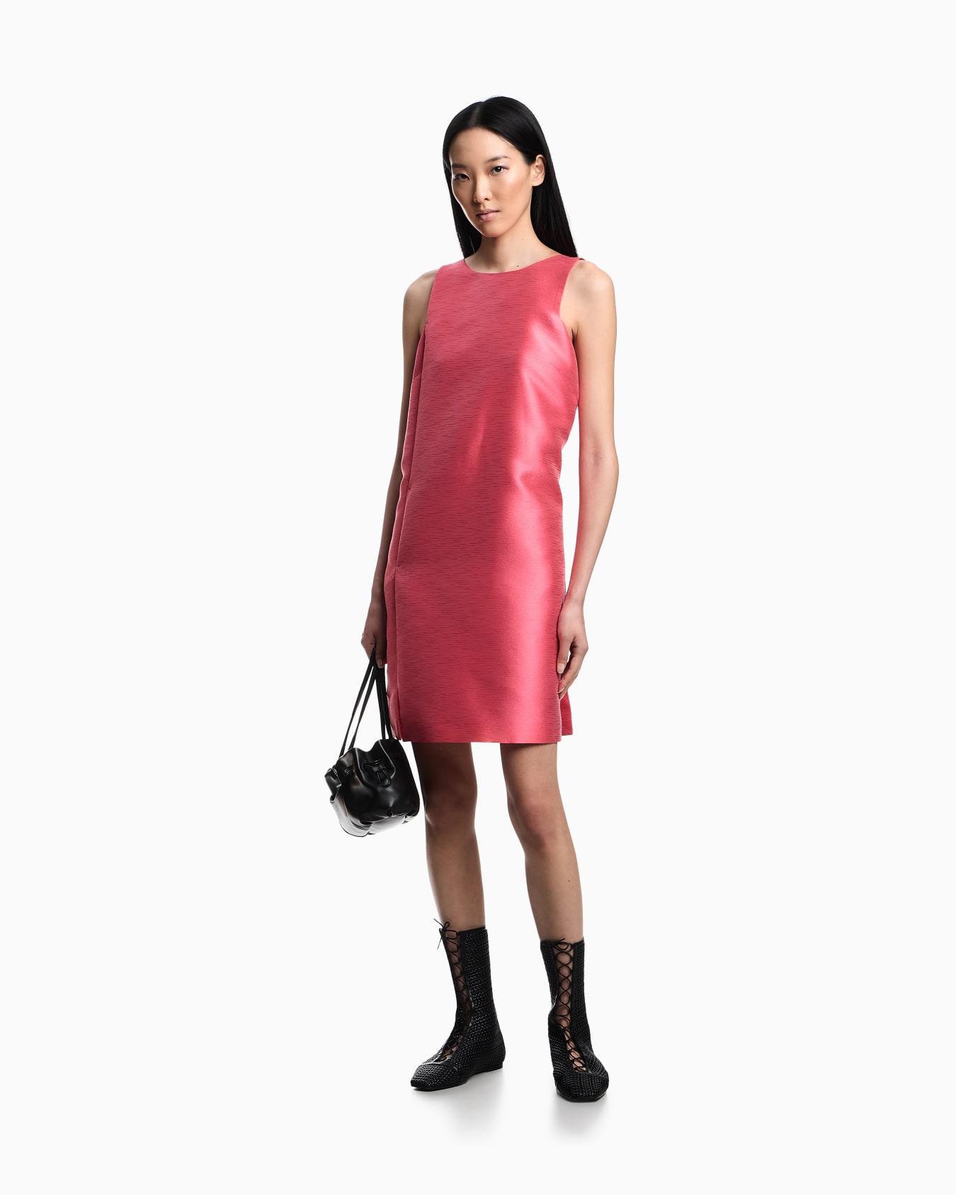 Short dress in shantung-effect fabric Slide 1