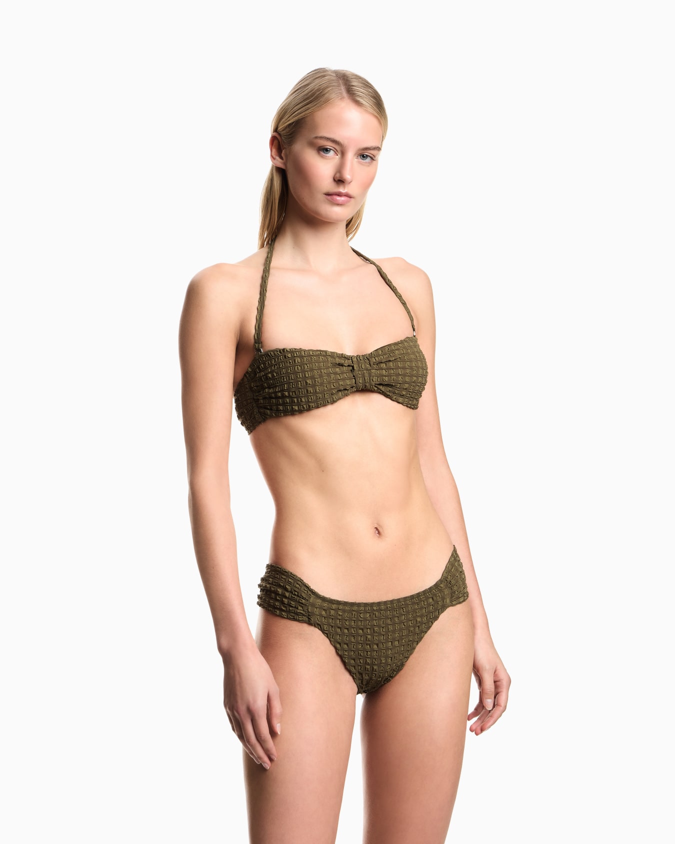 Padded seersucker bandeau bikini Slide 1