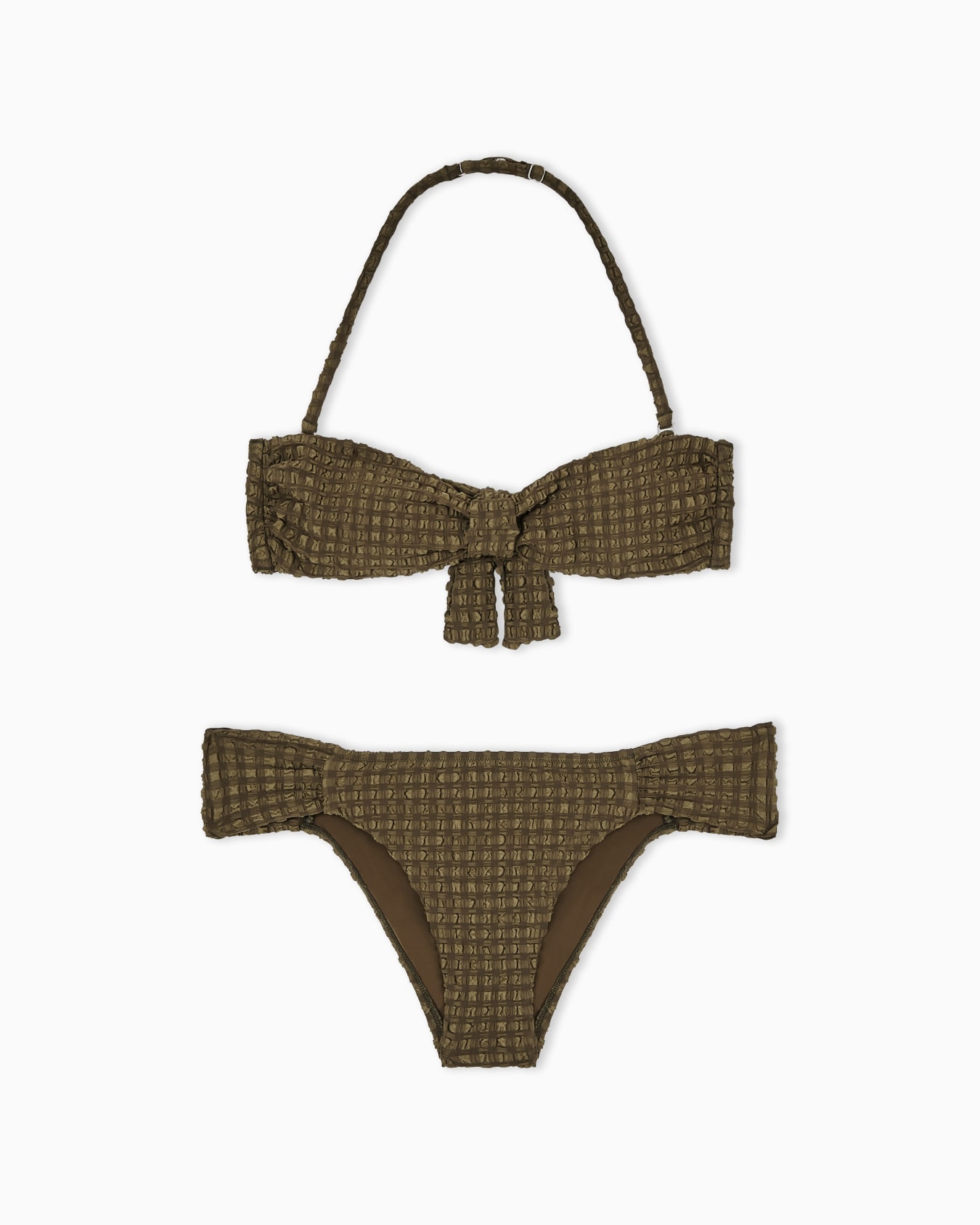 Padded seersucker bandeau bikini Slide 0