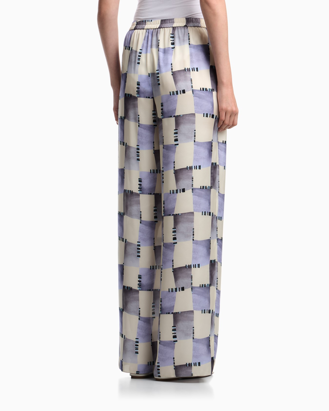 Satin trousers with check print Slide 3