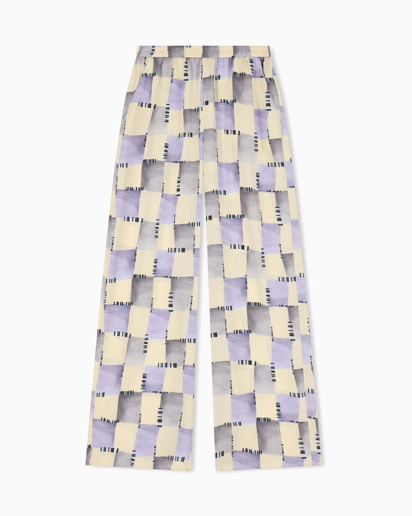 Satin trousers with check print Slide 0