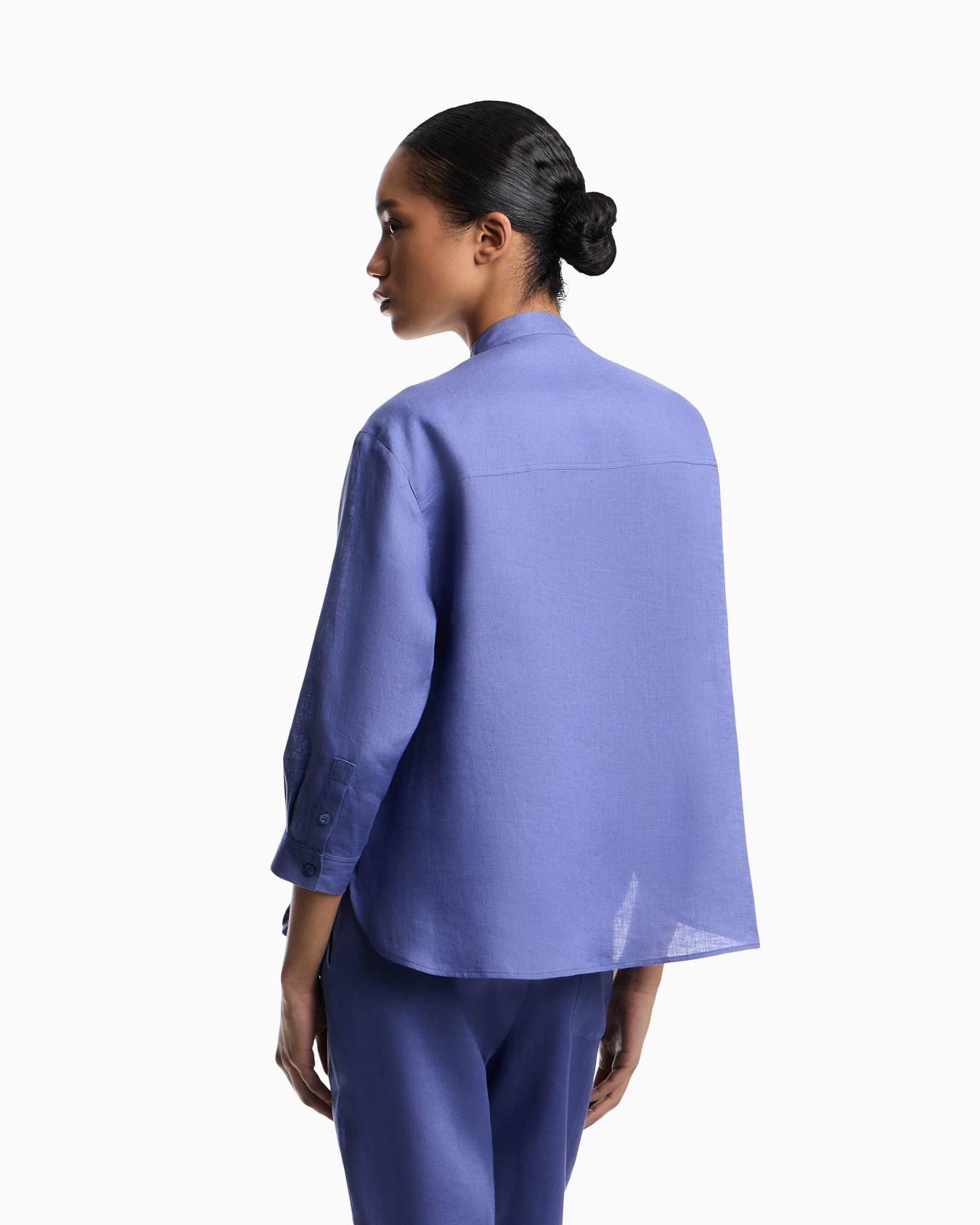 Camicia collo guru in puro lino Slide 3