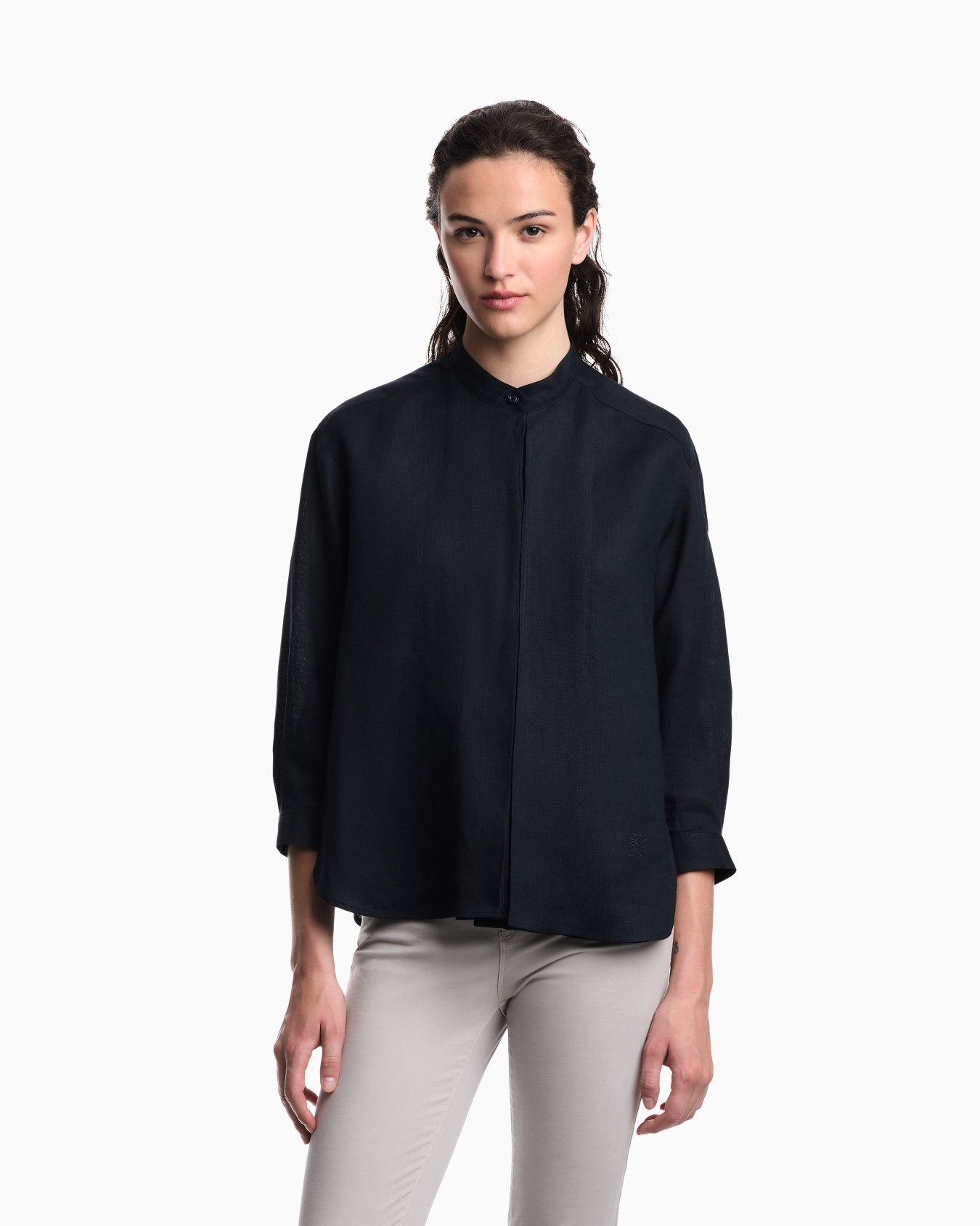 グルカラーシャツ ピュアリネン スライドする 2