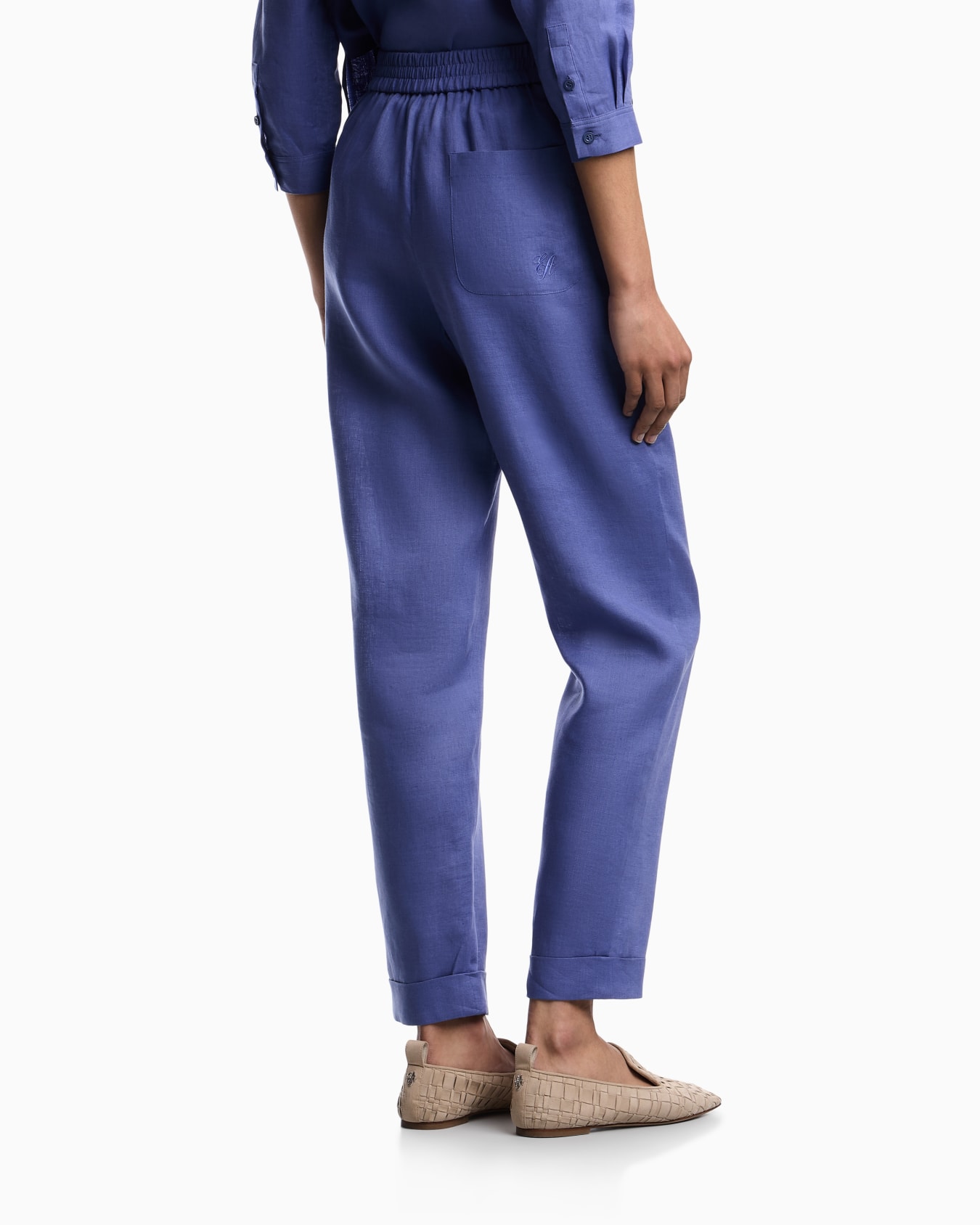 Pantalon à taille élastique en pur lin Diapositive 3