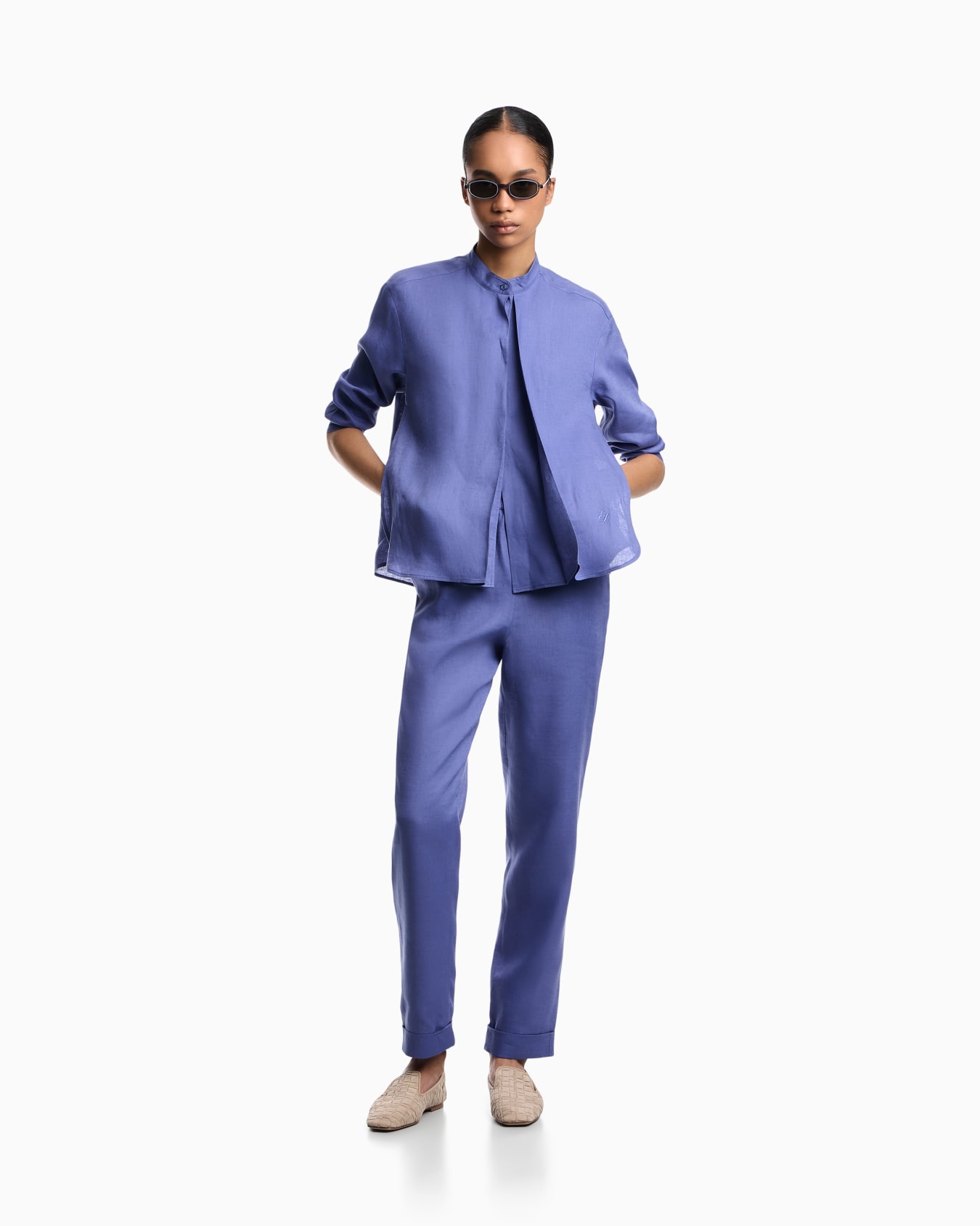 Pantalon à taille élastique en pur lin Diapositive 1