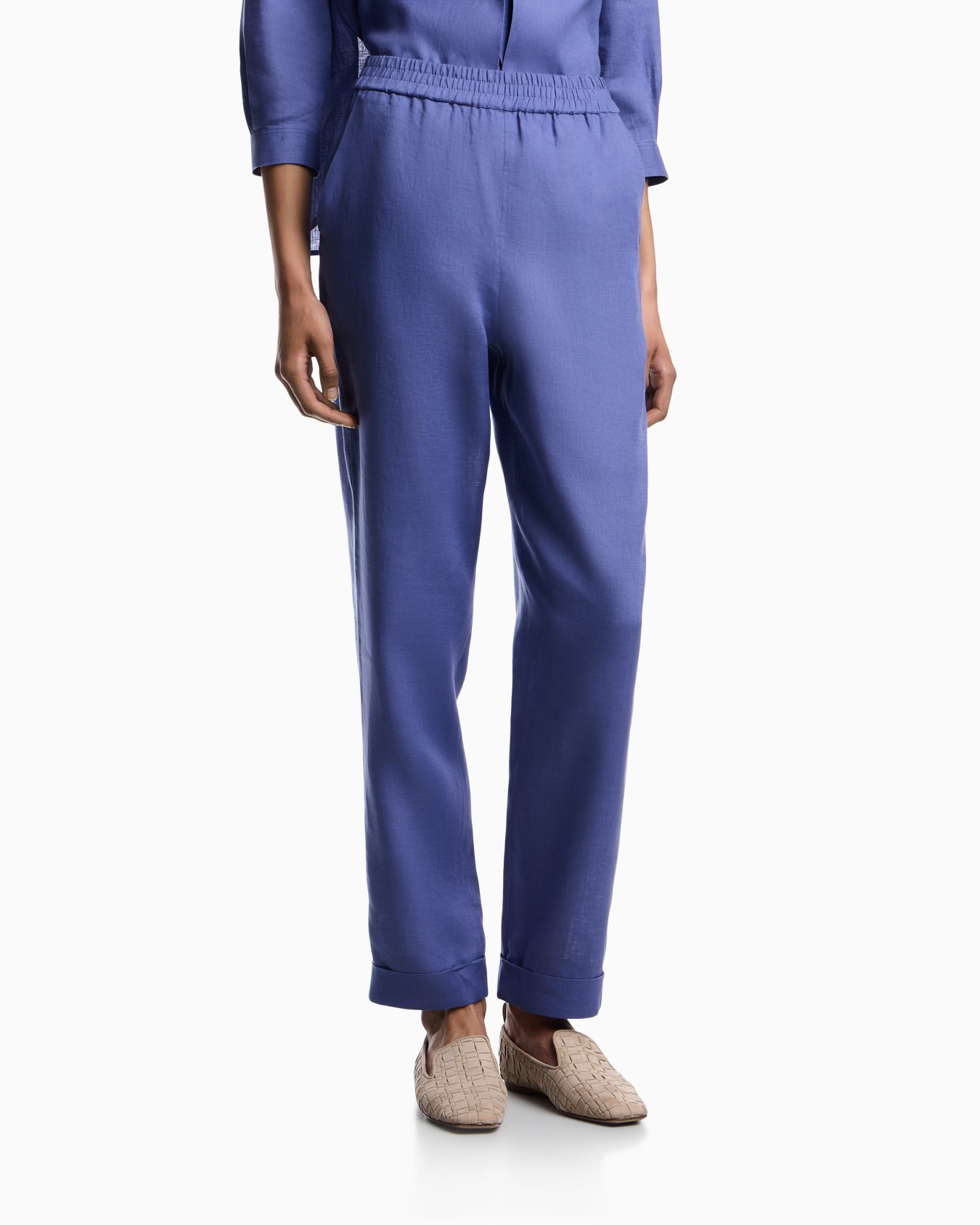 Pantalon à taille élastique en pur lin Diapositive 2