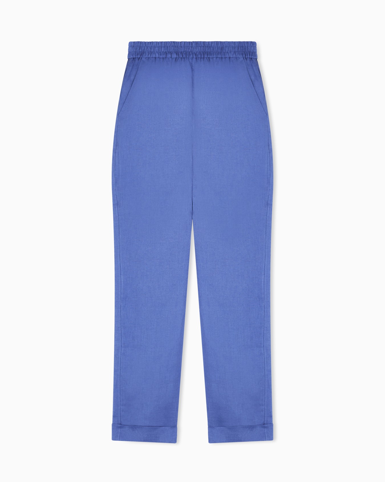 Pure linen trousers with elasticated waist Slide 0