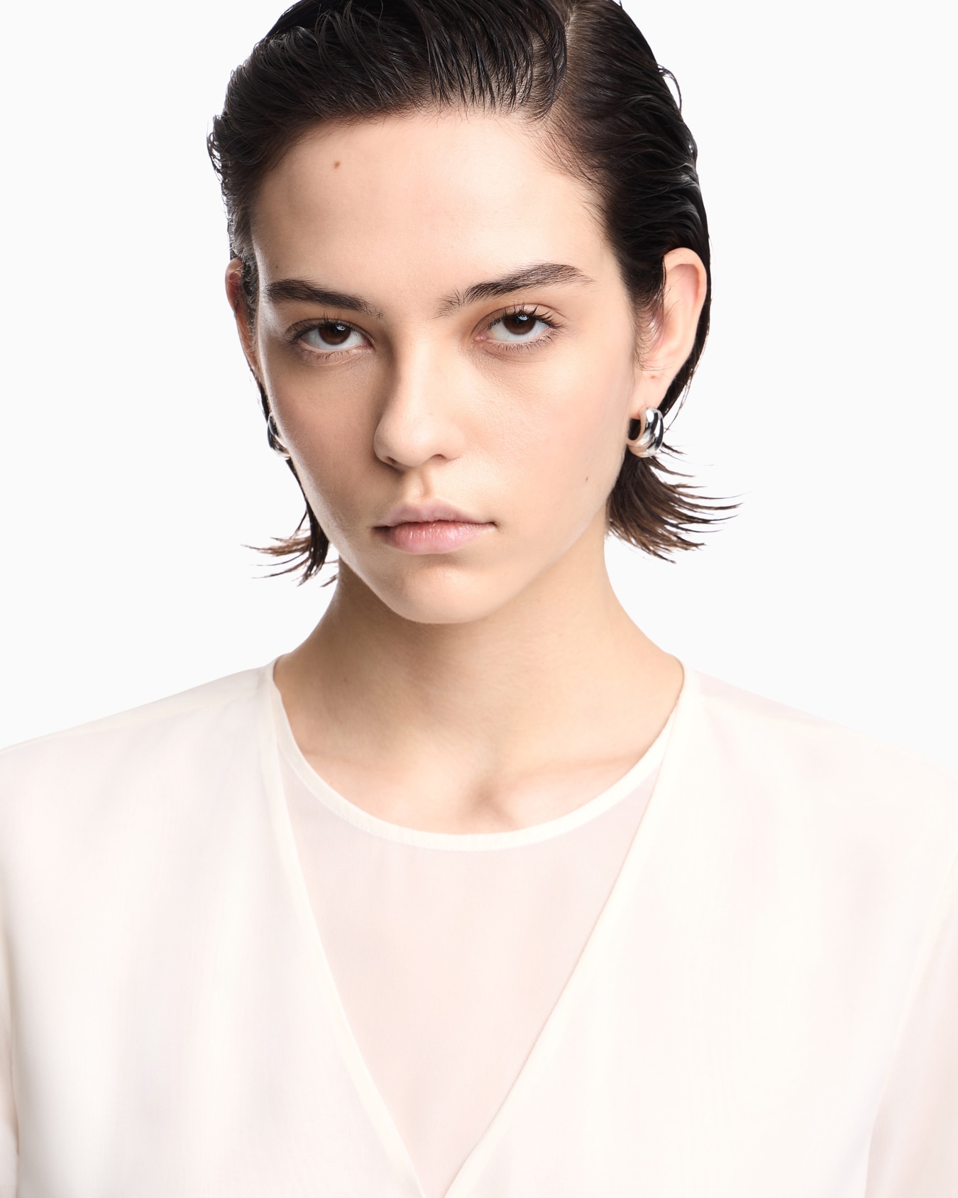 2-piece effect blouse in techno georgette Diapositive 4