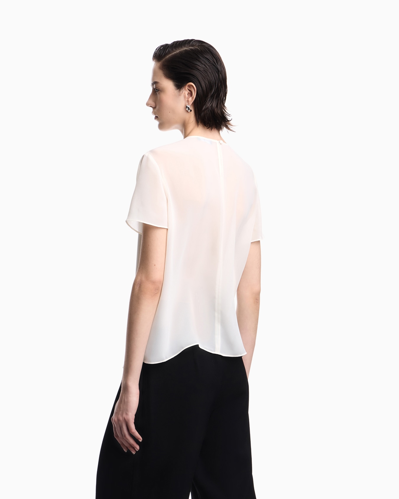 2-piece effect blouse in techno georgette Diapositive 2