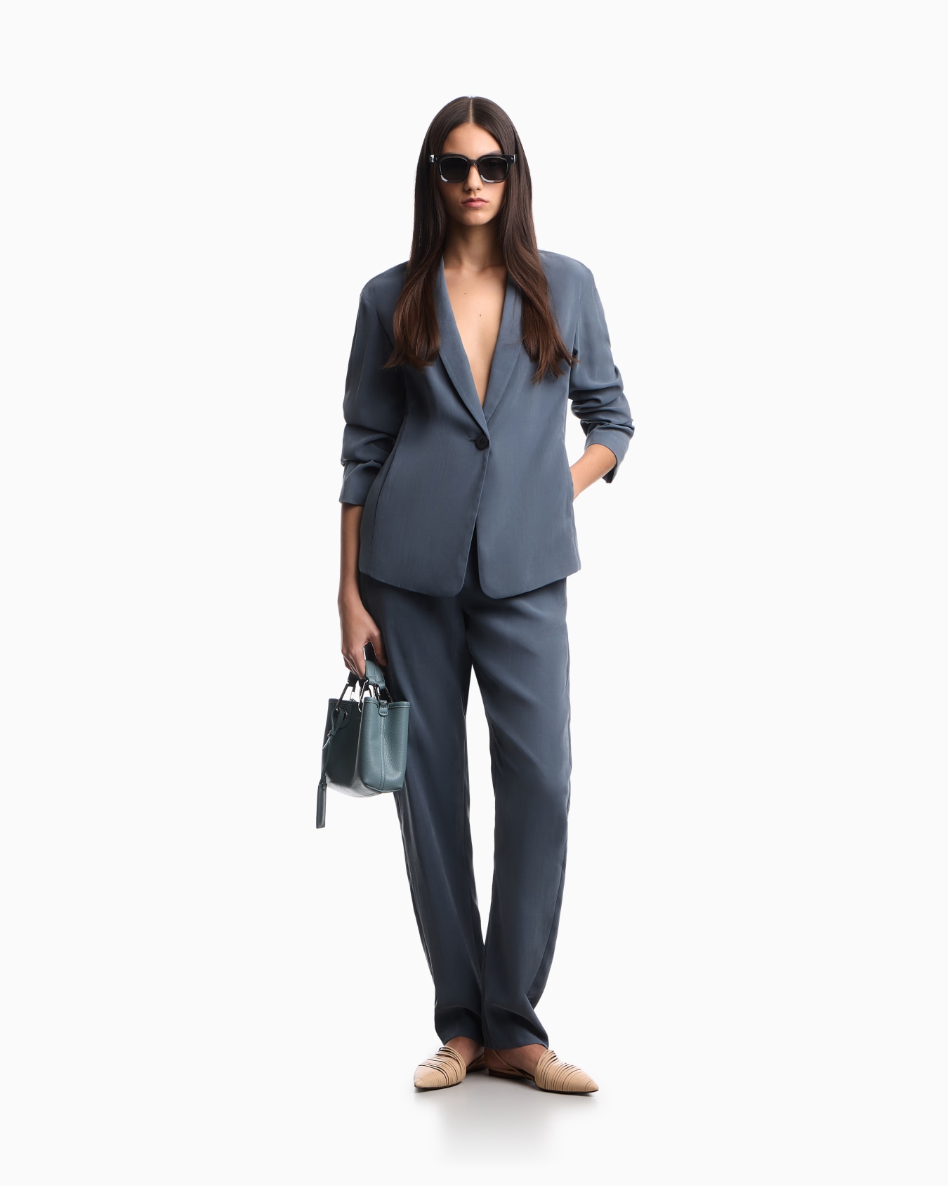 Washed modal twill trousers Slide 1