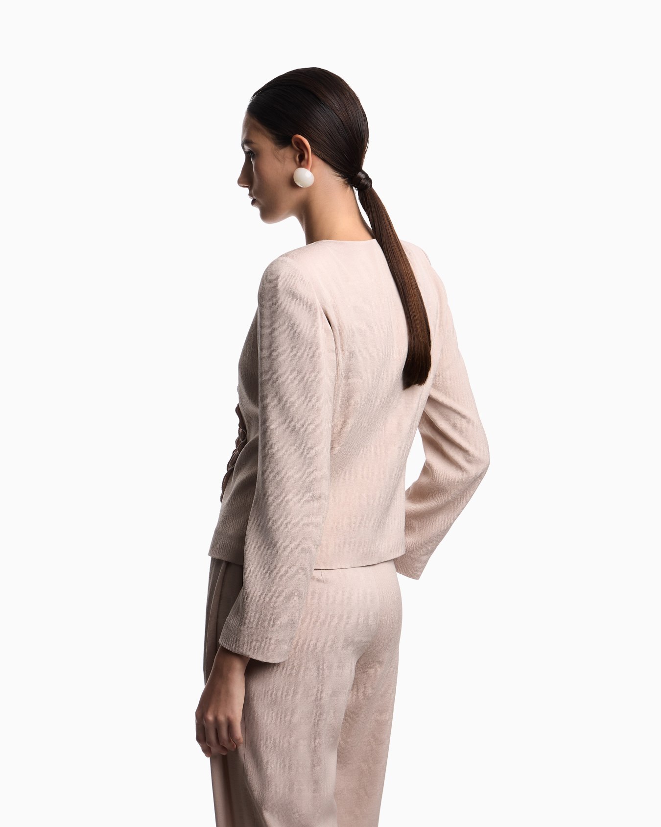 Jacket in textured fabric with ruffles Slide 2